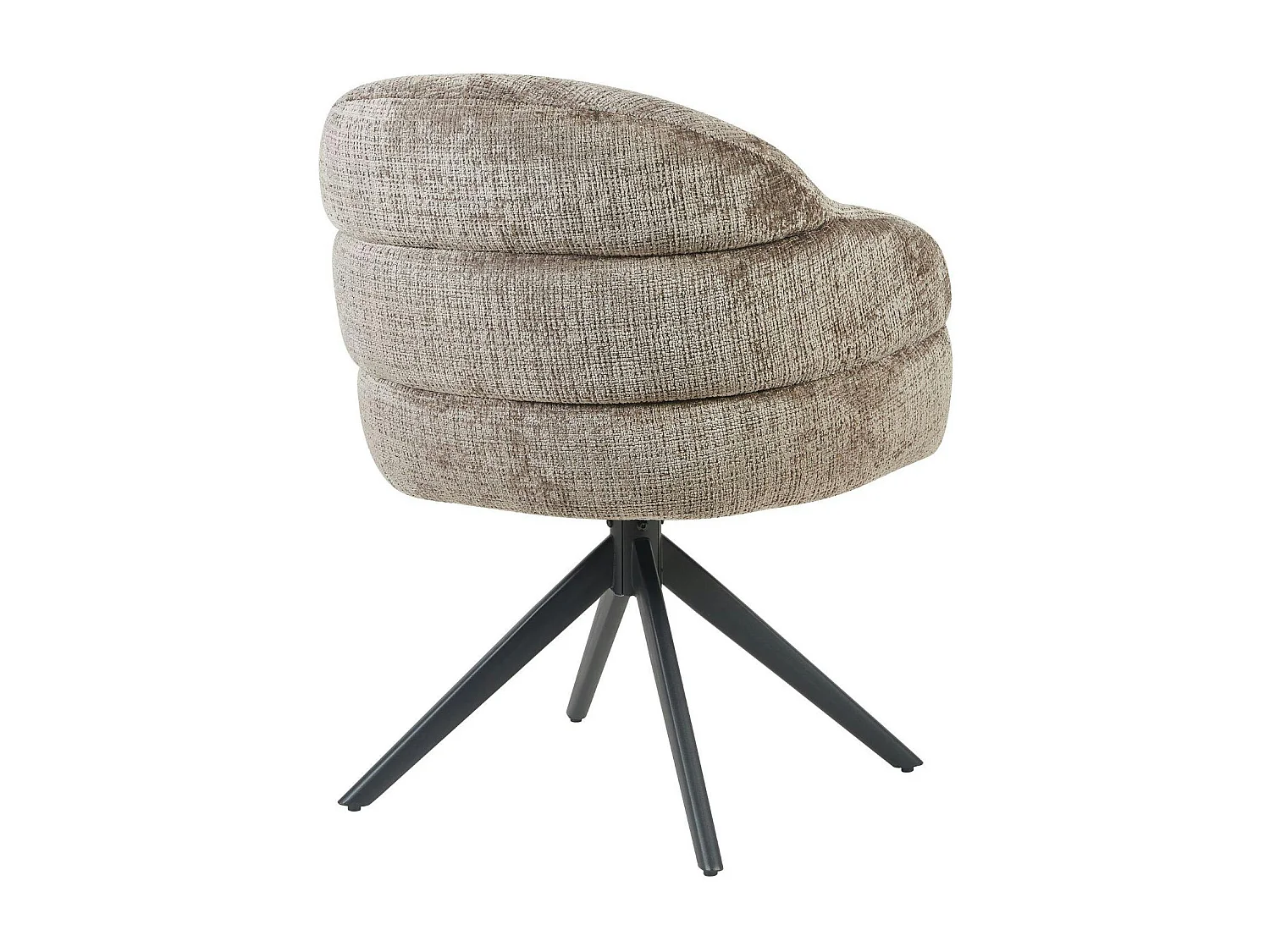 Chaise pivotante tissu marron chenille pied noir (x2) CORTINA