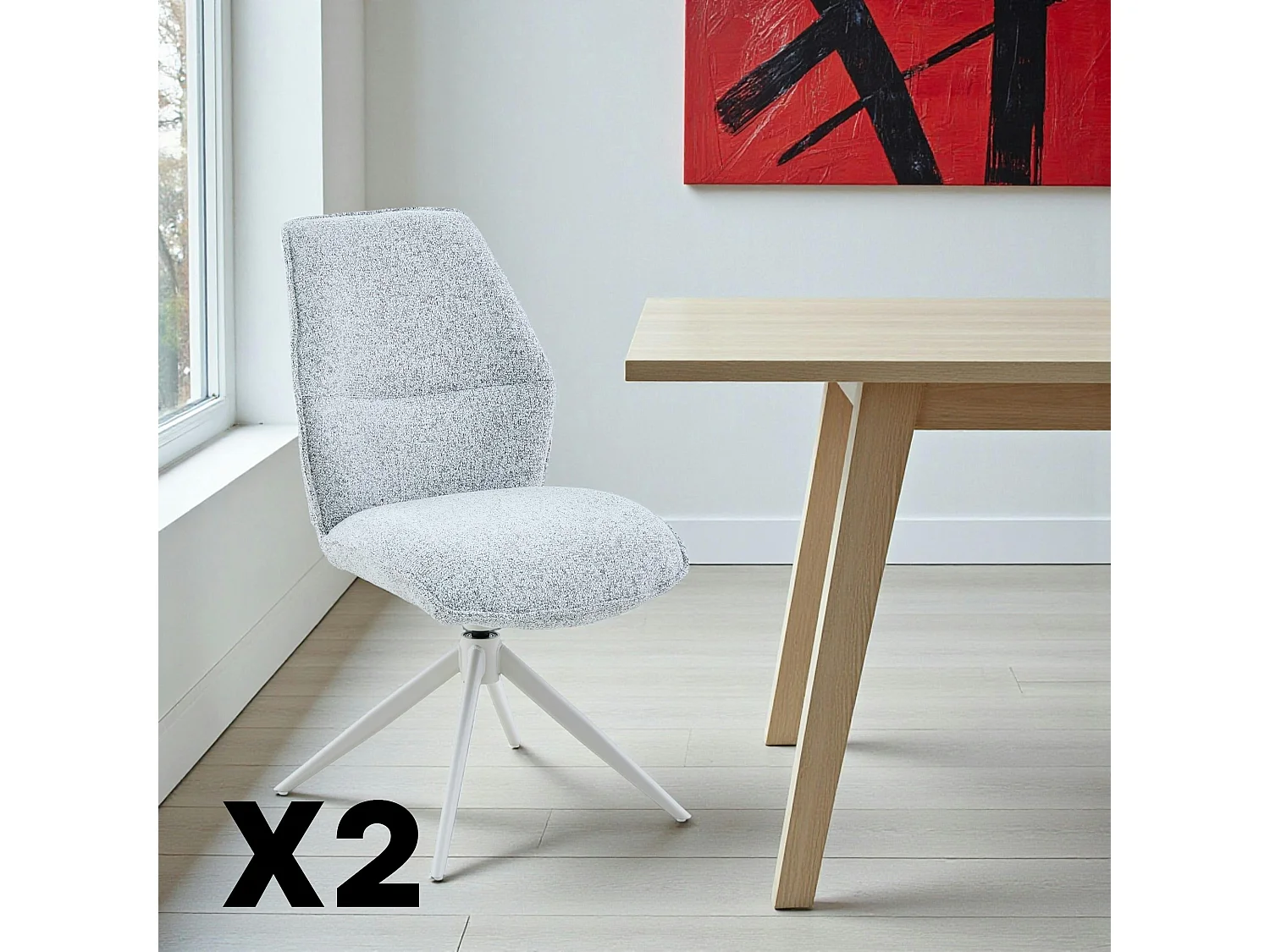 Chaise gris clair chiné pivotante (lot de 2) CORTINA