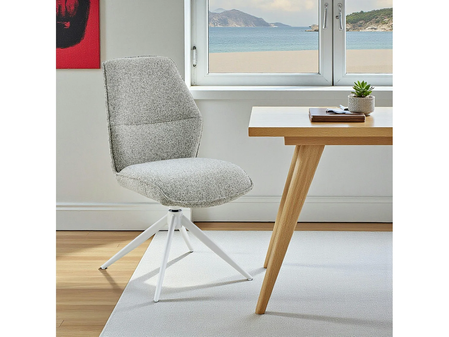 Chaise beige chiné pivotante (lot de 2) CORTINA