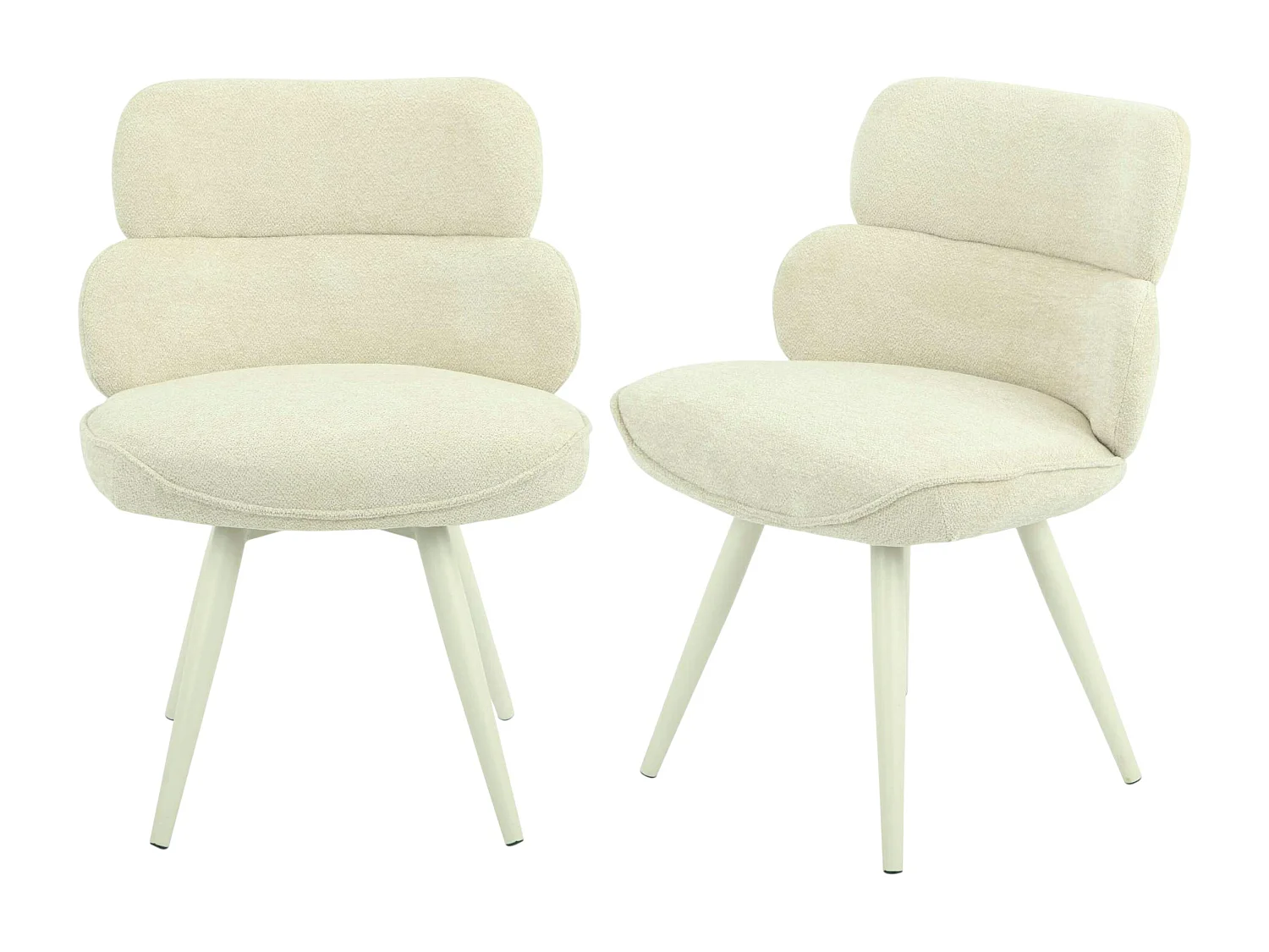 Chaise tissu beige à dossier structuré (lot de 2) CORTINA