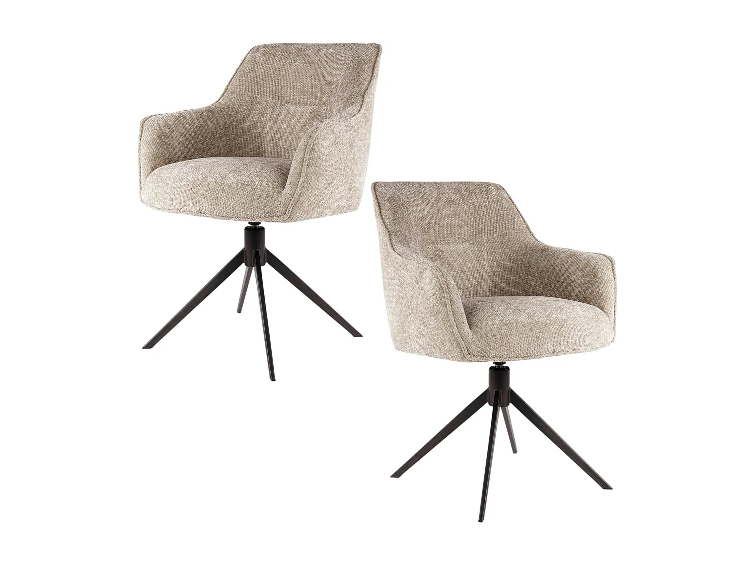 Chaise pivotante grand confort en velours texturé sable (lot de 2) MELBOURNE