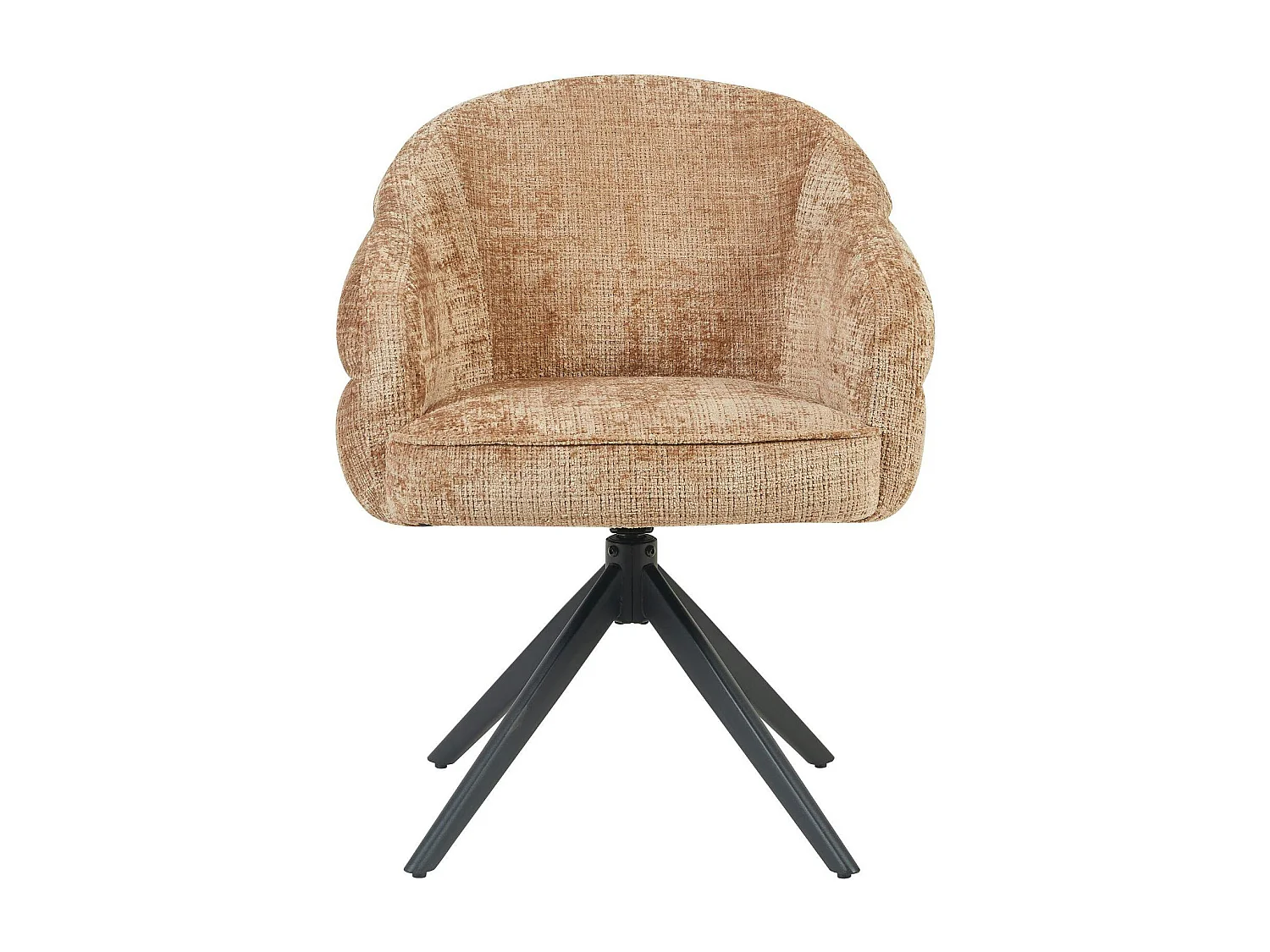 Chaise pivotante tissu cannelle chenille pied noir (x2) CORTINA