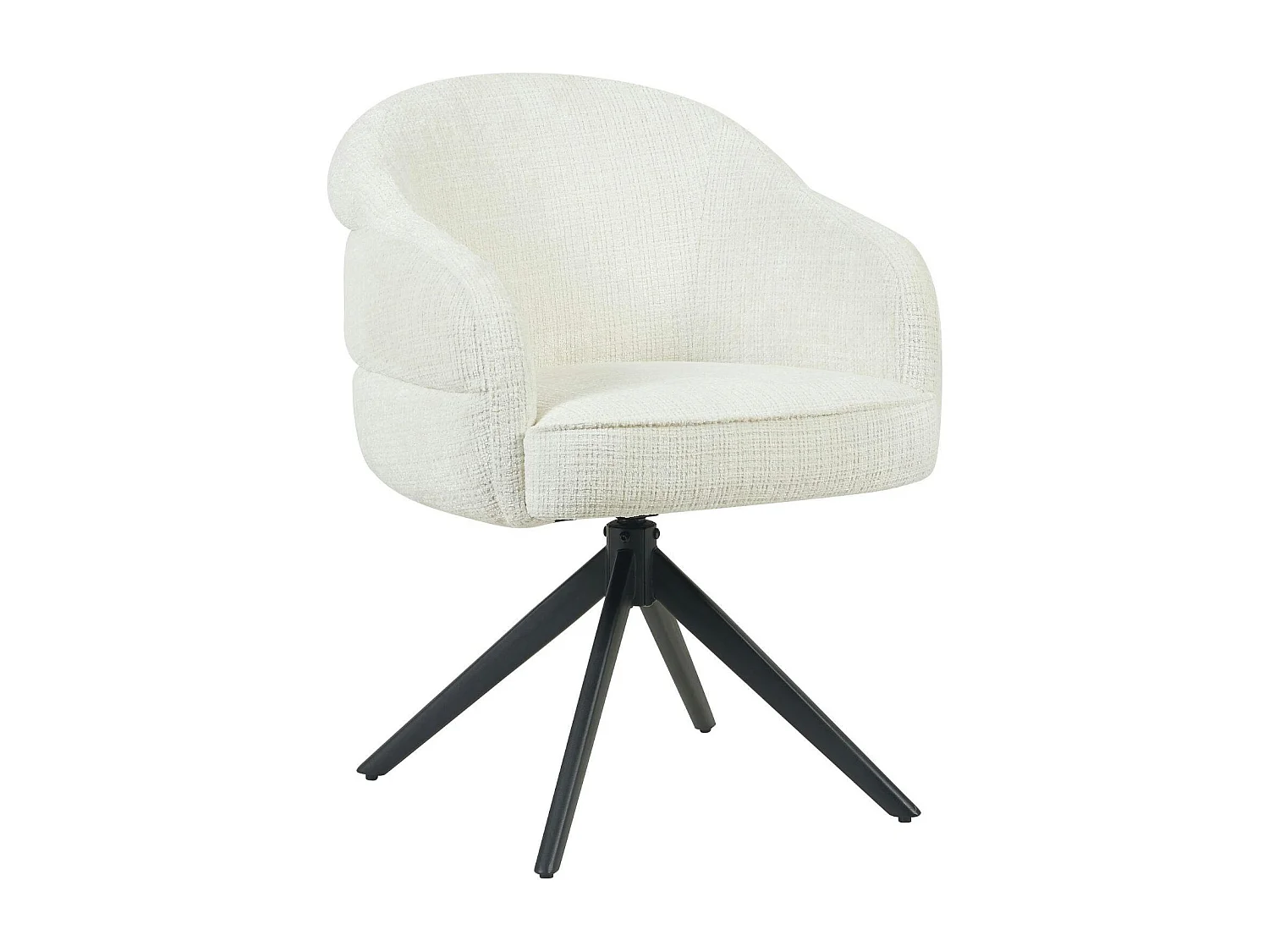 Chaise pivotante tissu blanc chenille pied noir (x2) CORTINA