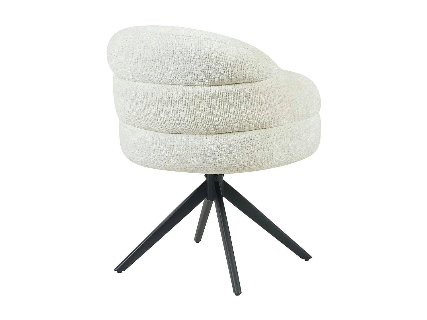 Chaise pivotante tissu blanc chenille pied noir (x2) CORTINA