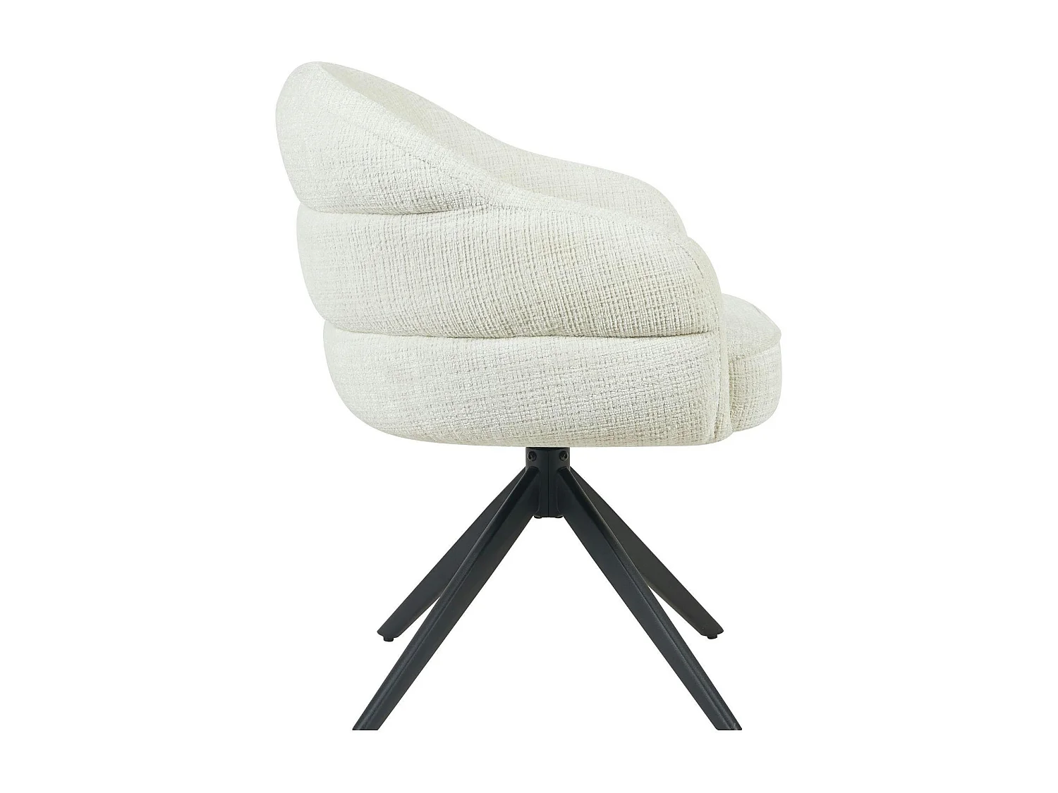 Chaise pivotante tissu blanc chenille pied noir (x2) CORTINA