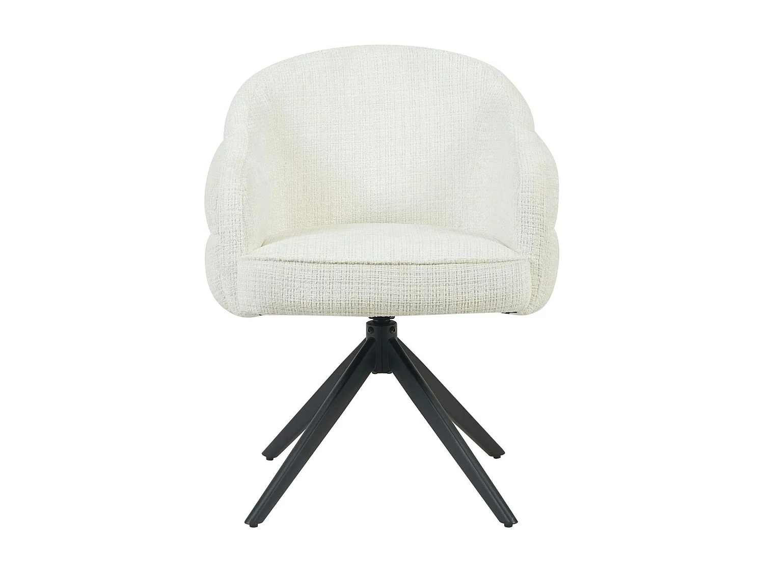 Chaise pivotante tissu blanc chenille pied noir (x2) CORTINA