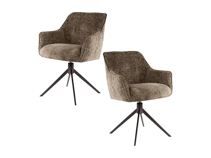 Chaise pivotante grand confort en velours texturé taupe (lot de 2) MELBOURNE