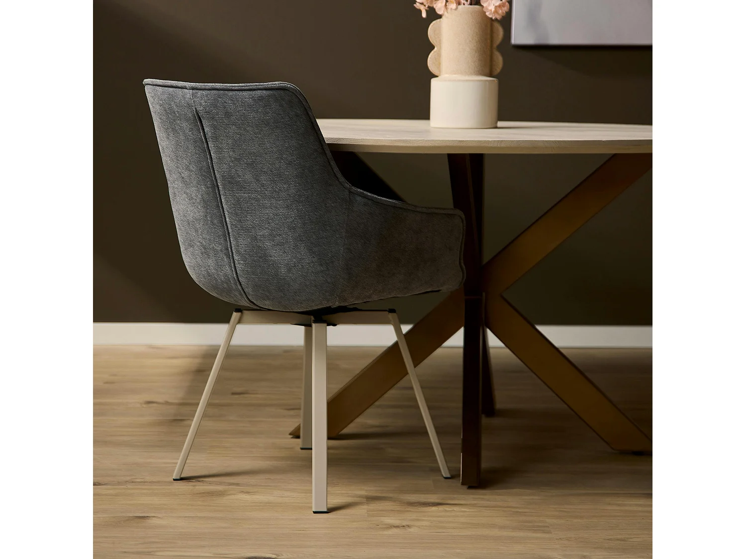 Chaise pivotante anthracite à accoudoirs (lot de 2) CORTINA