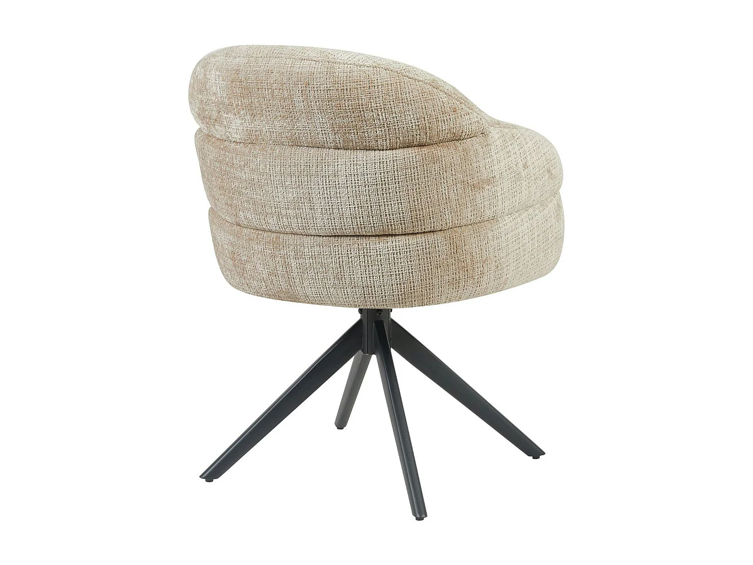 Chaise pivotante tissu beige chenille pied noir (x2) CORTINA