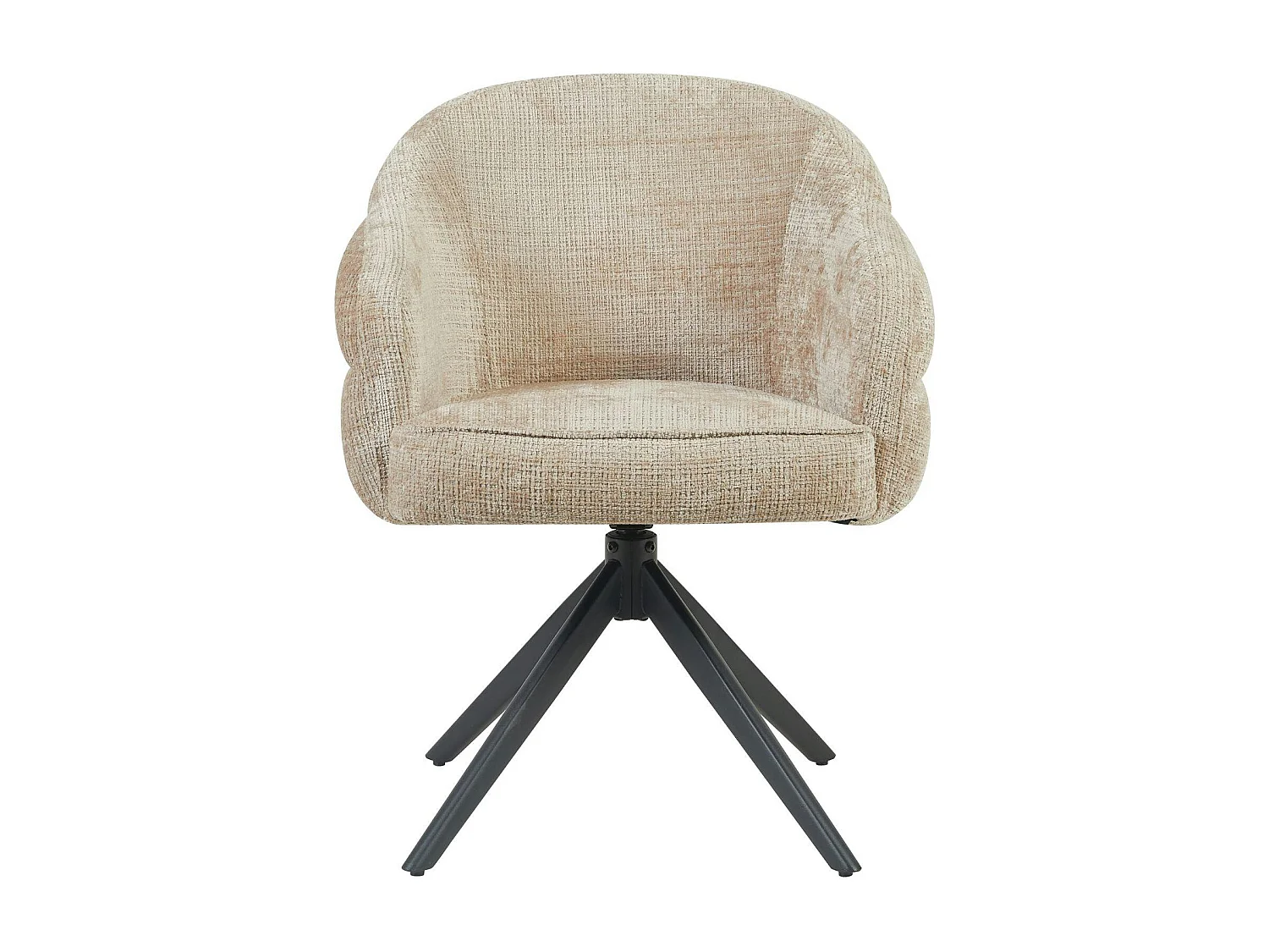 Chaise pivotante tissu beige chenille pied noir (x2) CORTINA