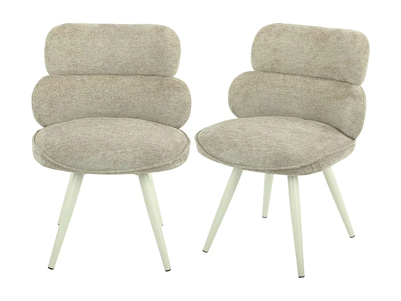 Chaise tissu taupe à dossier structuré (lot de 2) CORTINA