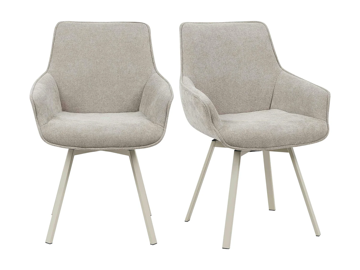 Chaise pivotante taupe à accoudoirs (lot de 2) CORTINA