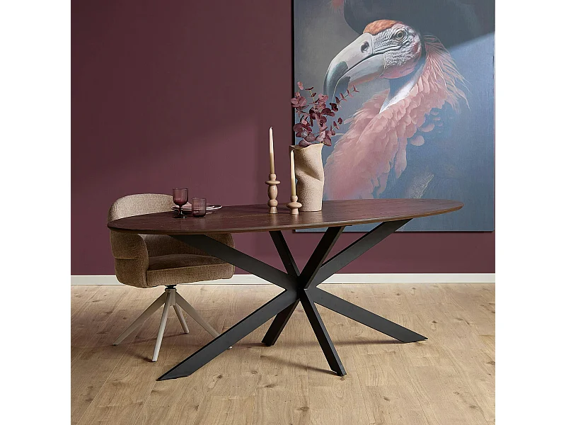 Table à manger ovale bois foncé 180 cm LEXTON