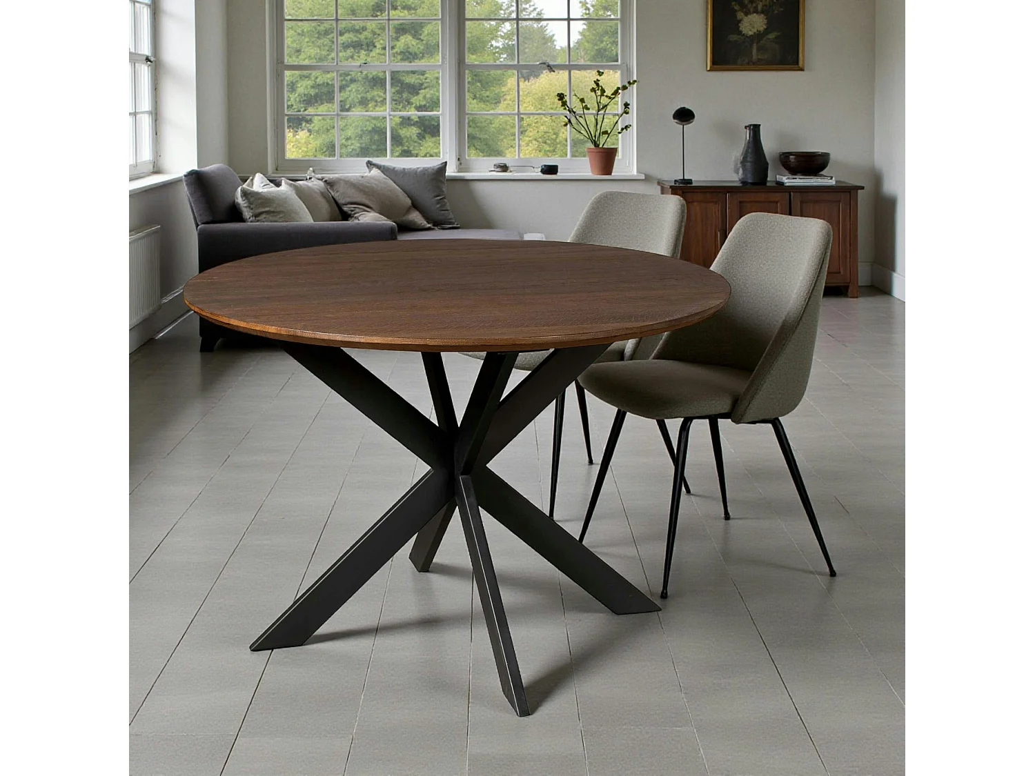 Table ronde bois foncé Ø130 cm LEXTON