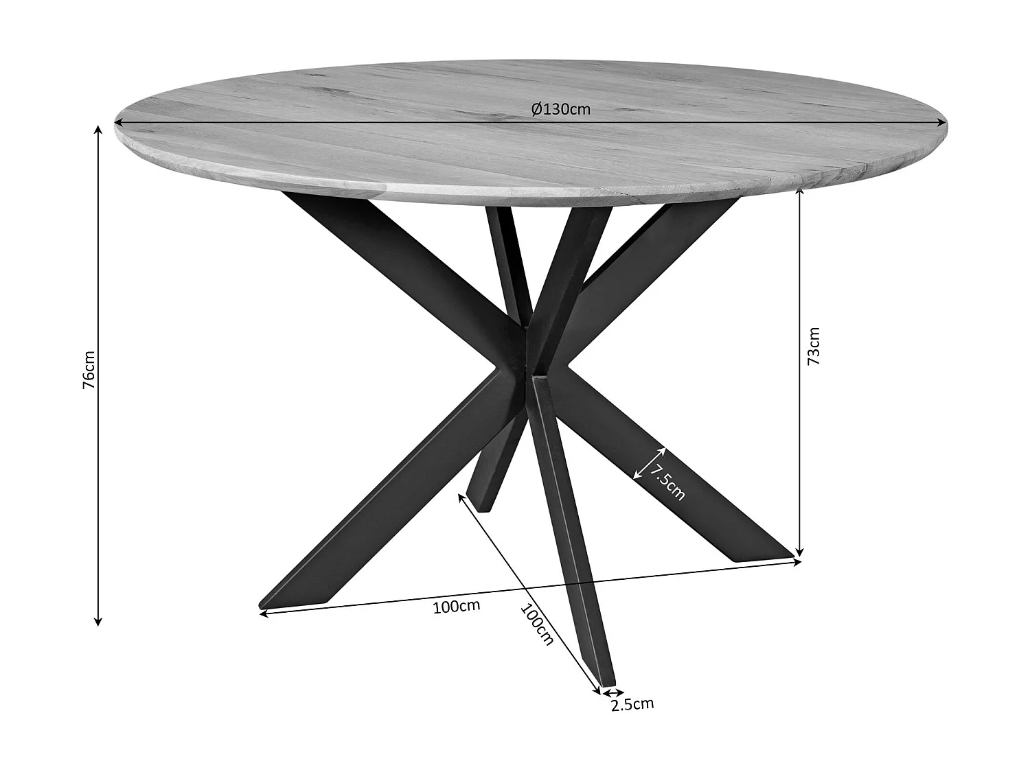Table à manger ronde bois de chêne Ø130 cm LEXTON