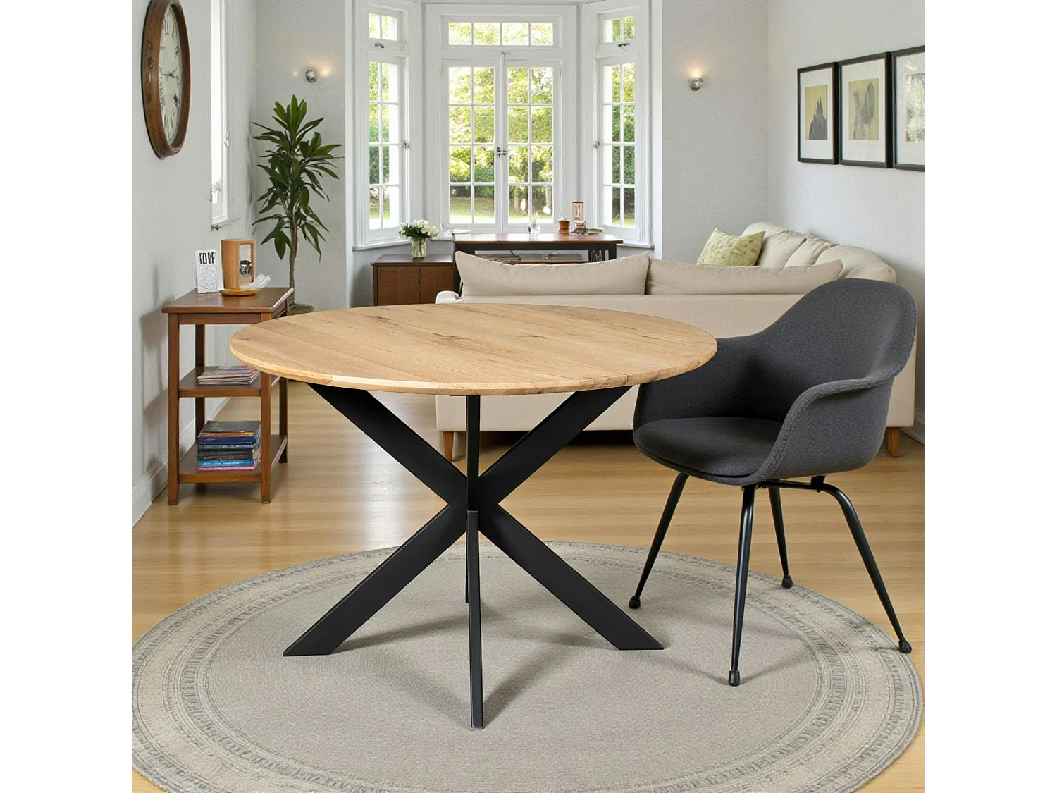 Table à manger ronde bois de chêne Ø150 cm LEXTON