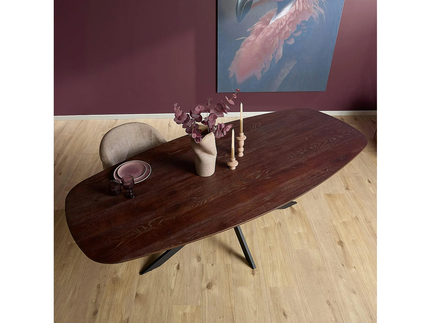 Table bords arrondis bois foncé 200 cm LEXTON