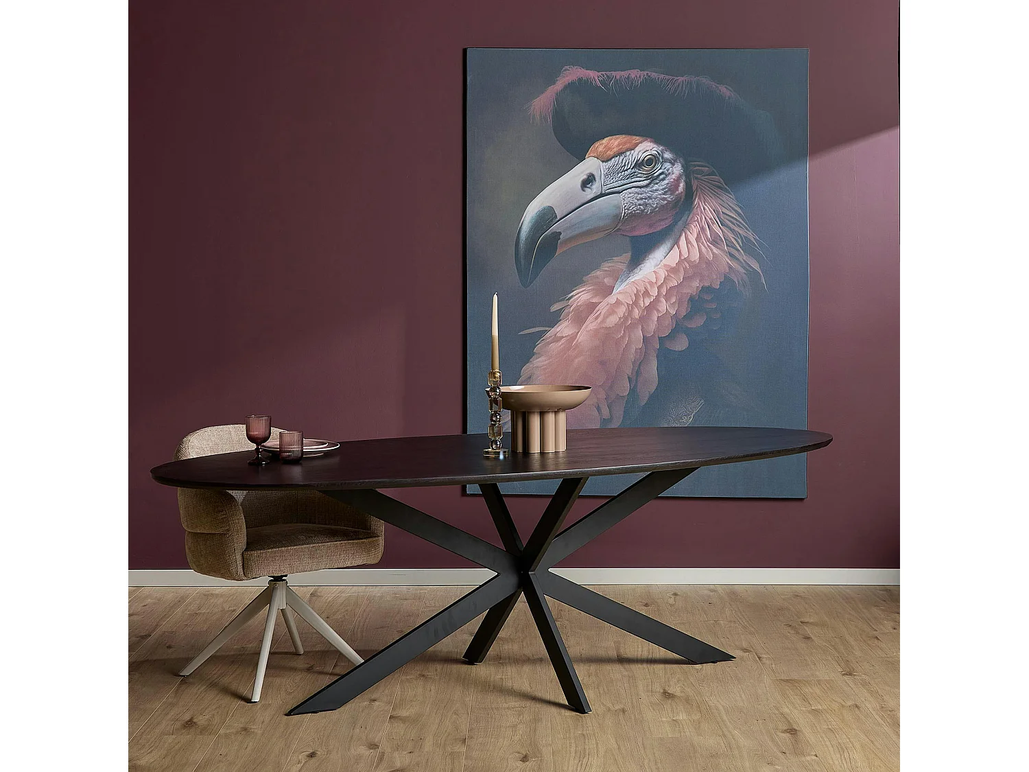 Table ovale noire bois de chêne 240 cm LEXTON