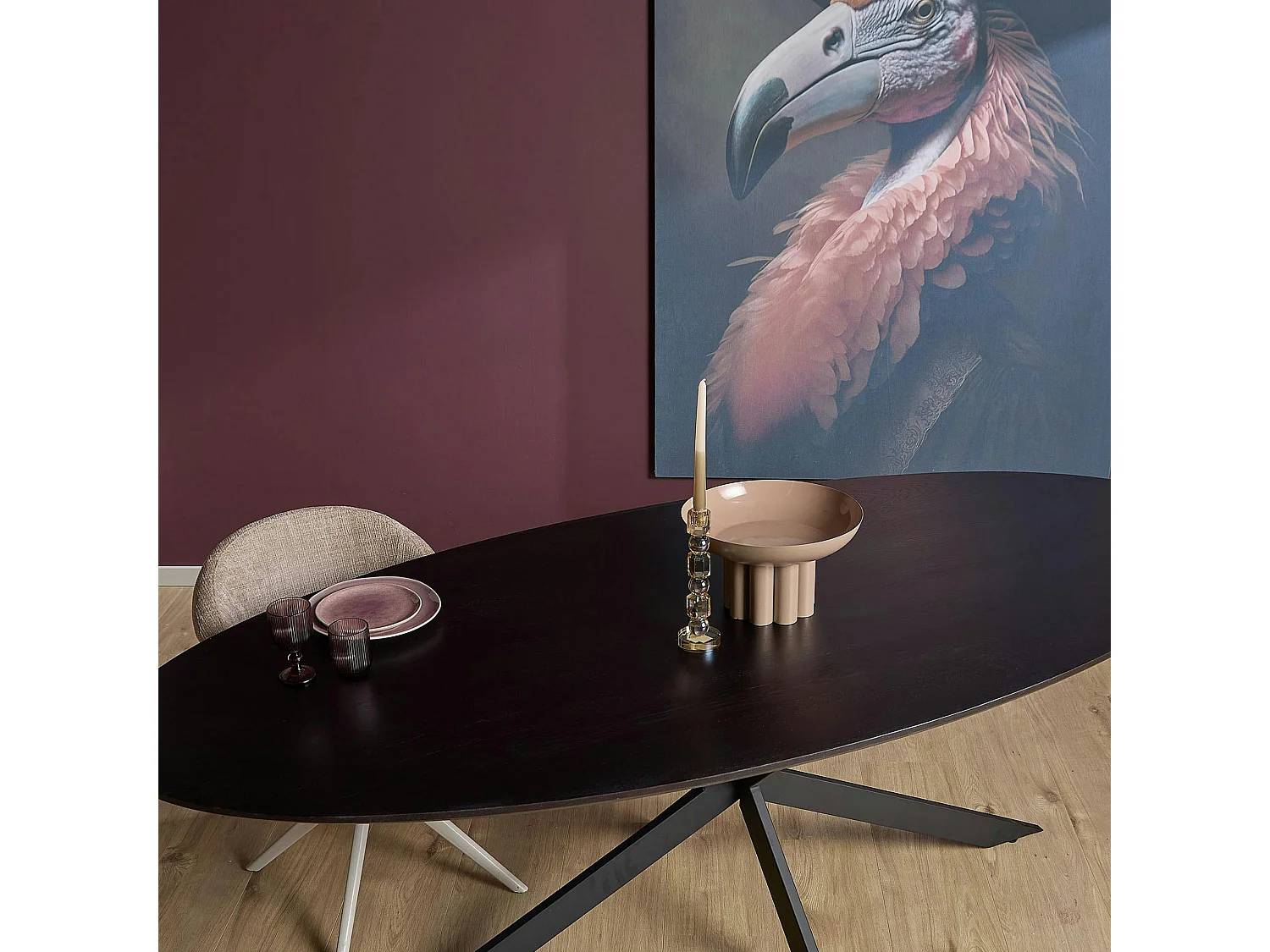 Table ovale noire bois de chêne 240 cm LEXTON