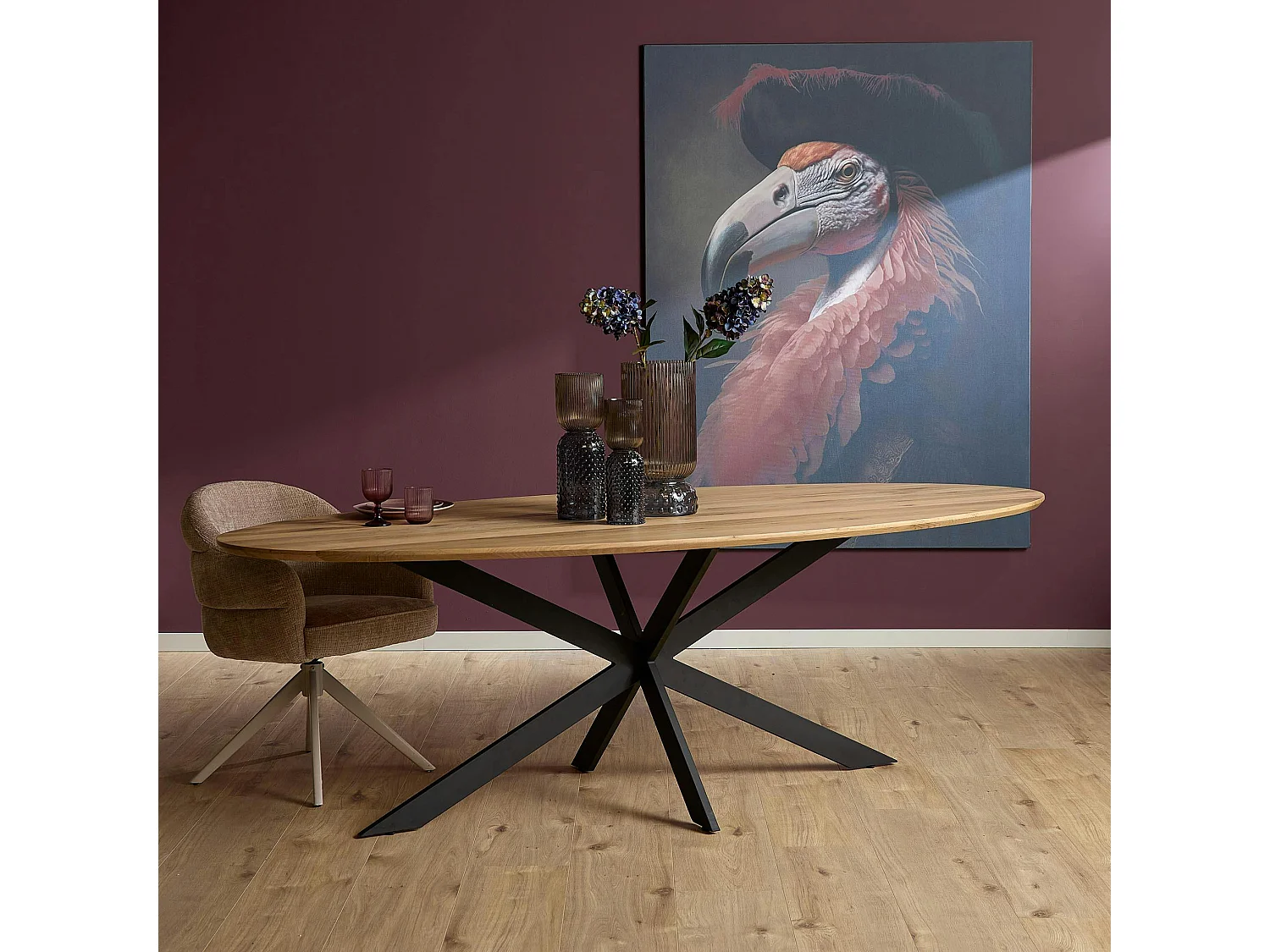 Table à manger ovale bois de chêne 240 cm LEXTON
