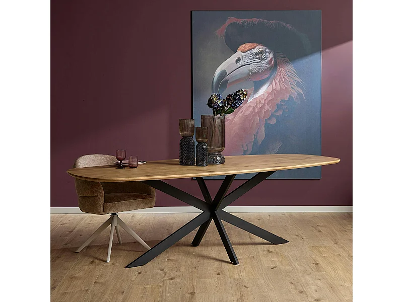 Table bois de chêne bords arrondis 200 cm LEXTON