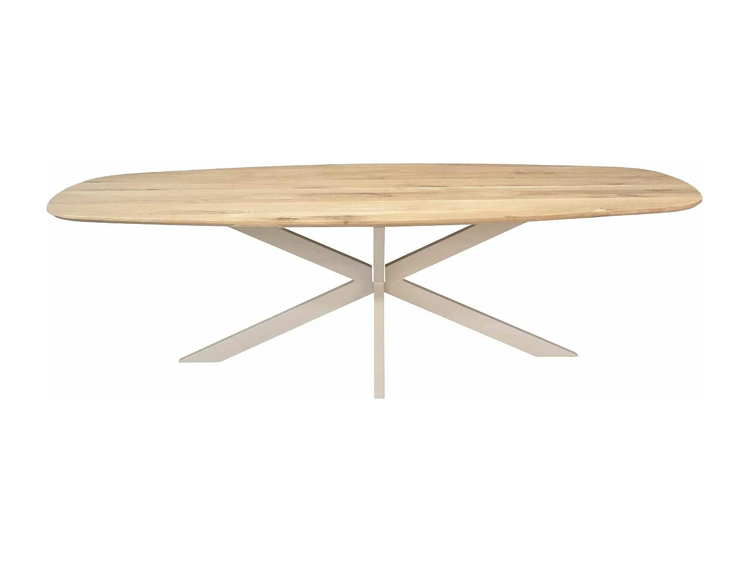 Table rectangulaire bois bords arrondis pied blanc 240 cm LEXTON