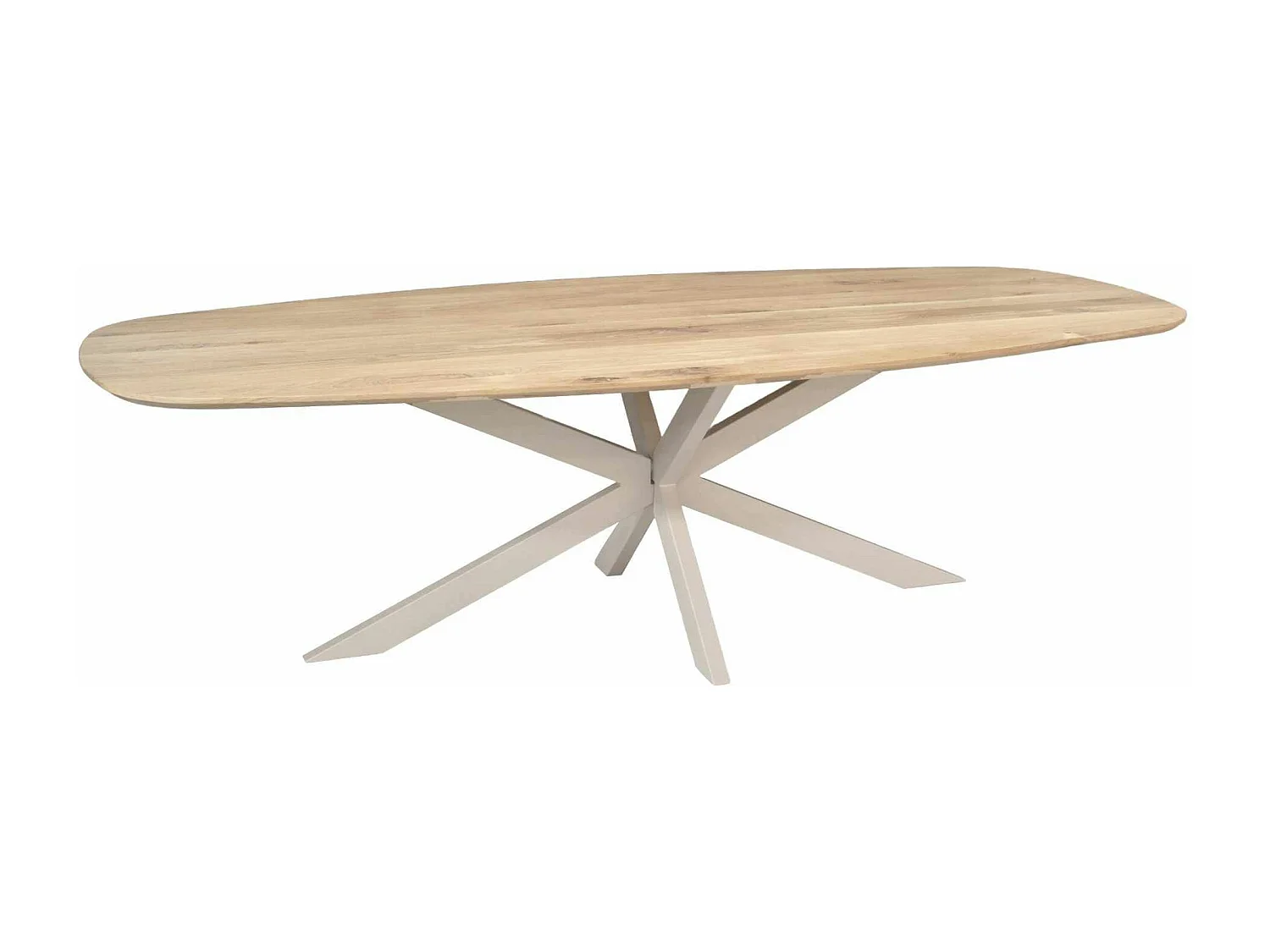 Table rectangulaire bois bords arrondis pied blanc 180 cm LEXTON