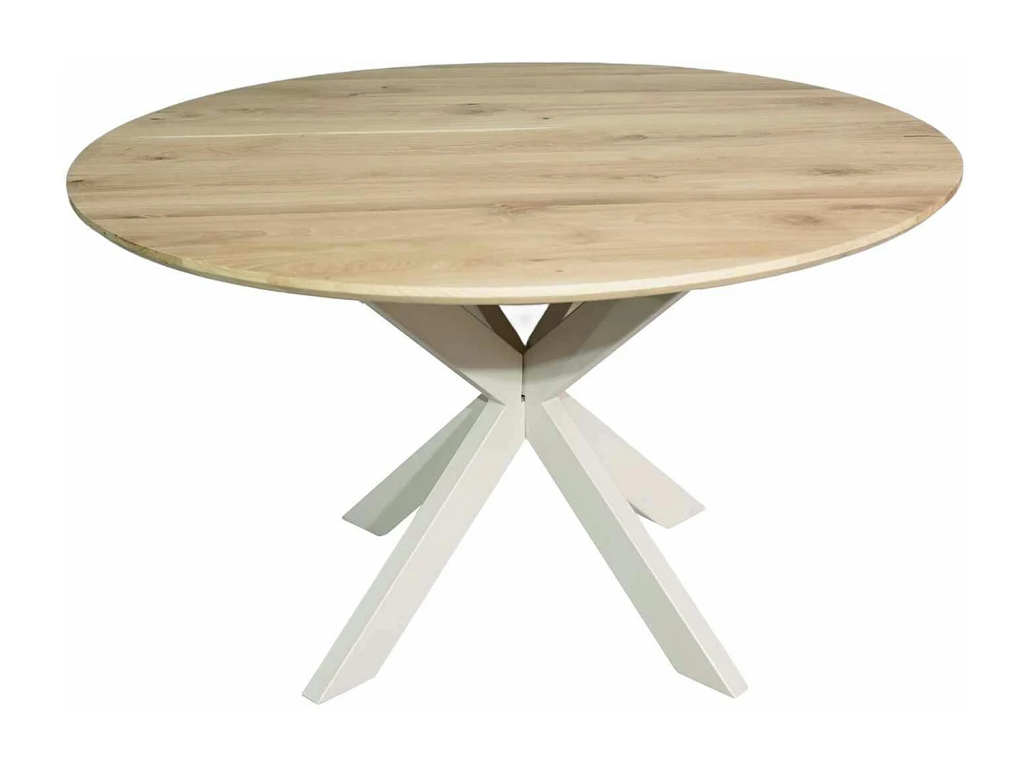 Table ronde en bois pied blanc Ø130 cm LEXTON