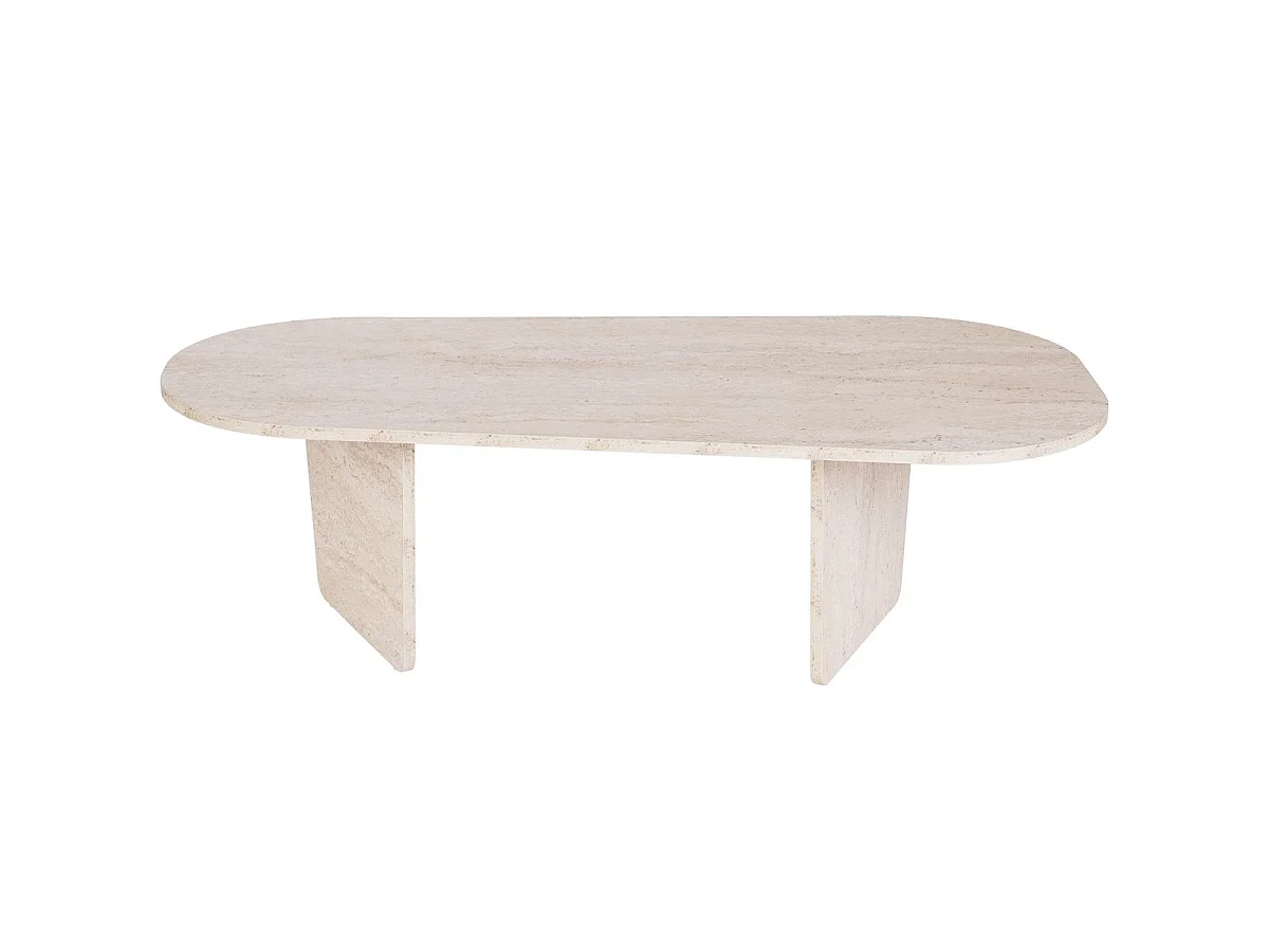 Table basse organique effet Travertin 130 cm - Ceane