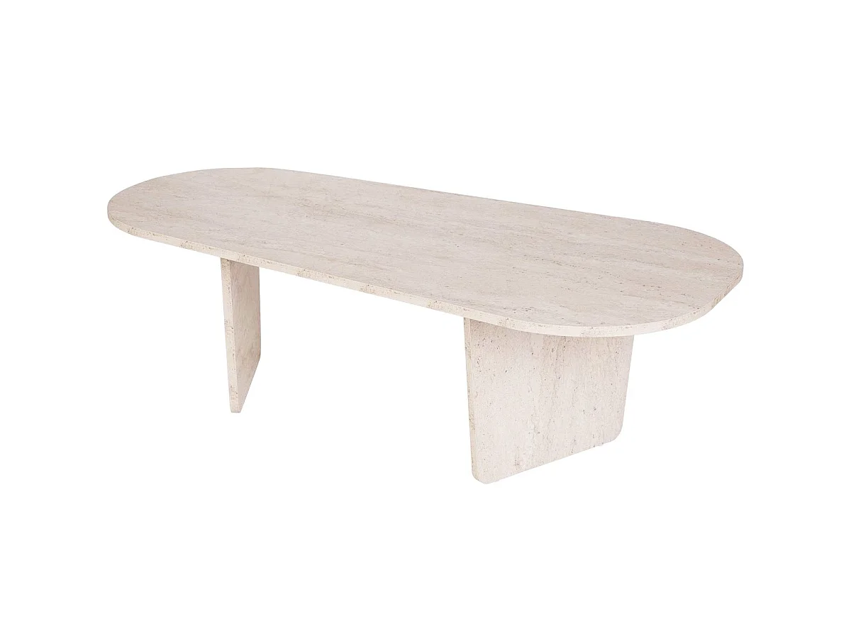 Table basse organique effet Travertin 130 cm - Ceane