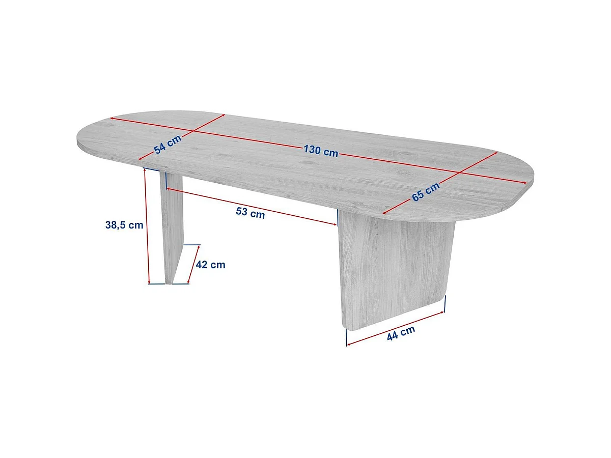 Table basse organique effet Travertin 130 cm - Ceane