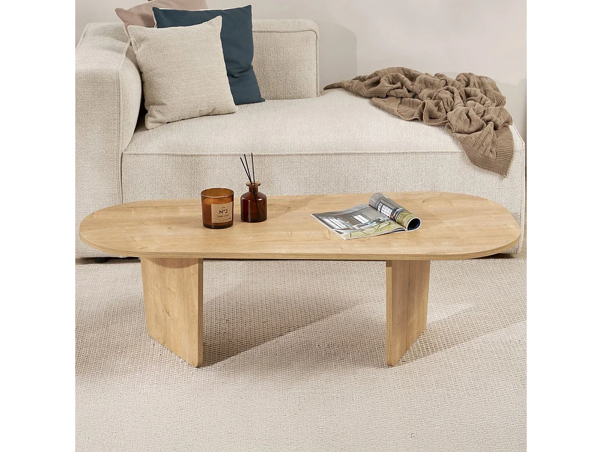 Table basse organique effet Chêne clair 130 cm - Ceane