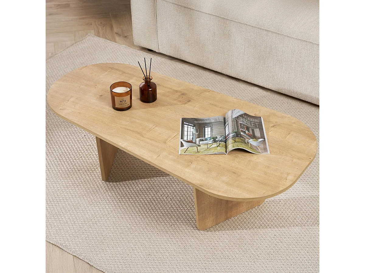 Table basse organique effet Chêne clair 130 cm - Ceane