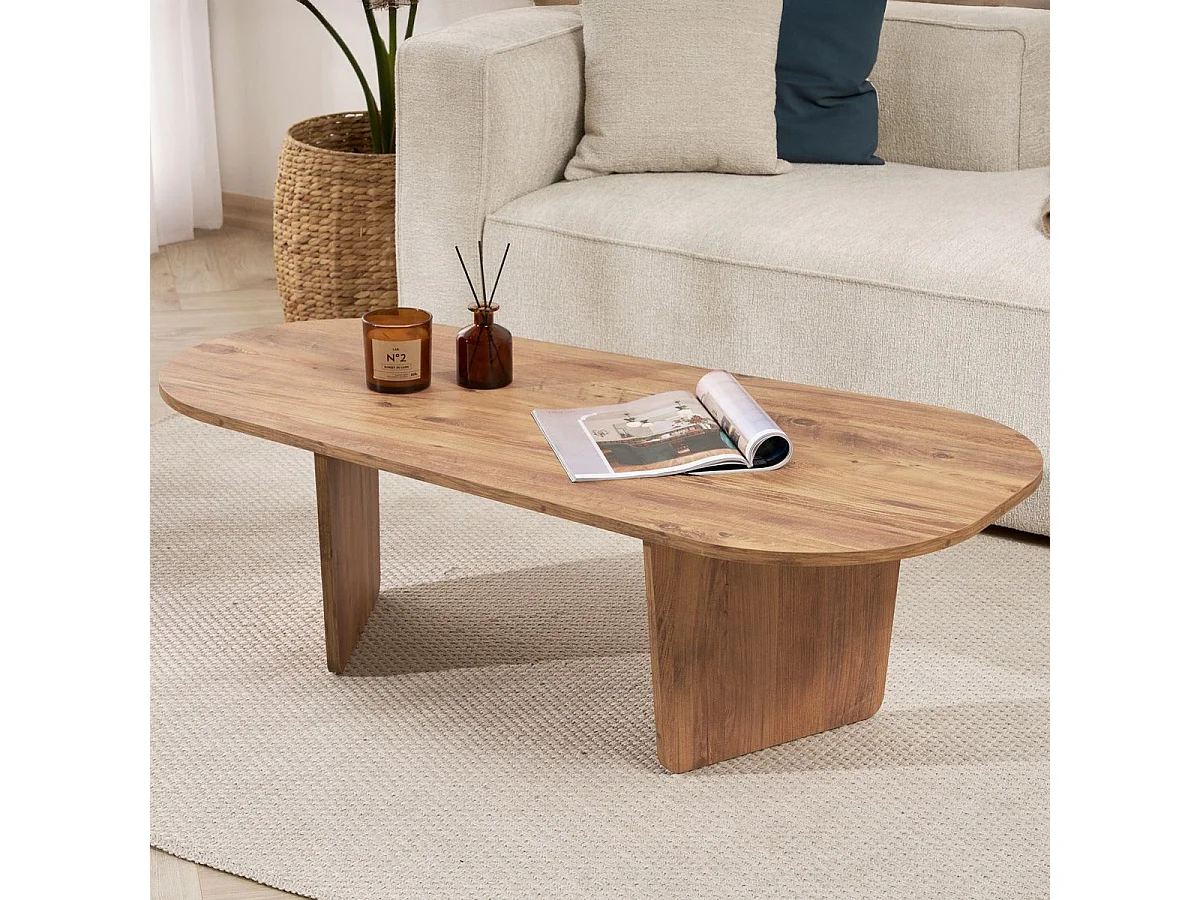 Table basse organique effet Chêne foncé 130 cm - Ceane