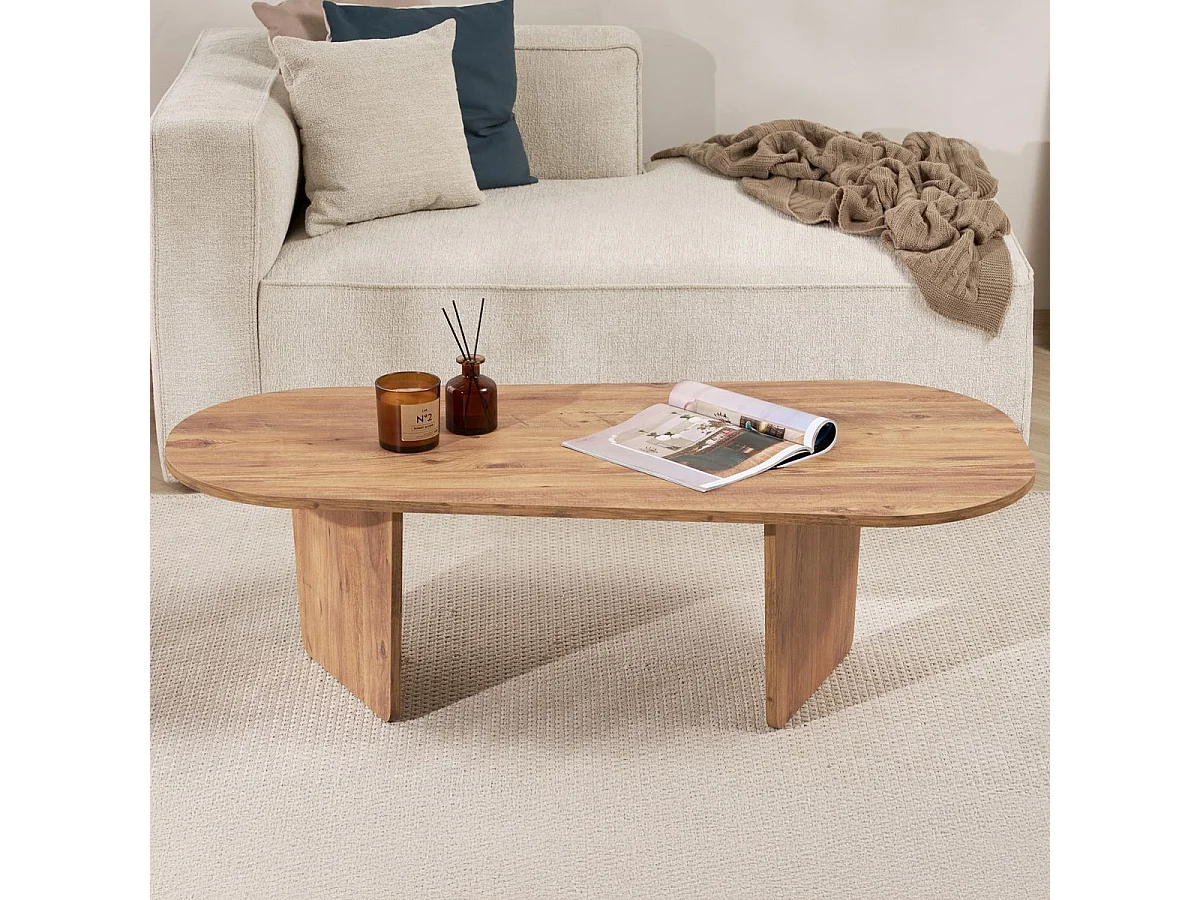 Table basse organique effet Chêne foncé 130 cm - Ceane