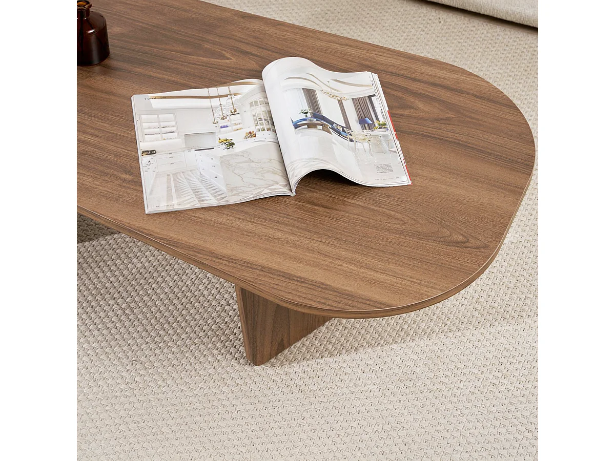 Table basse organique effet Noyer 130 cm - Ceane