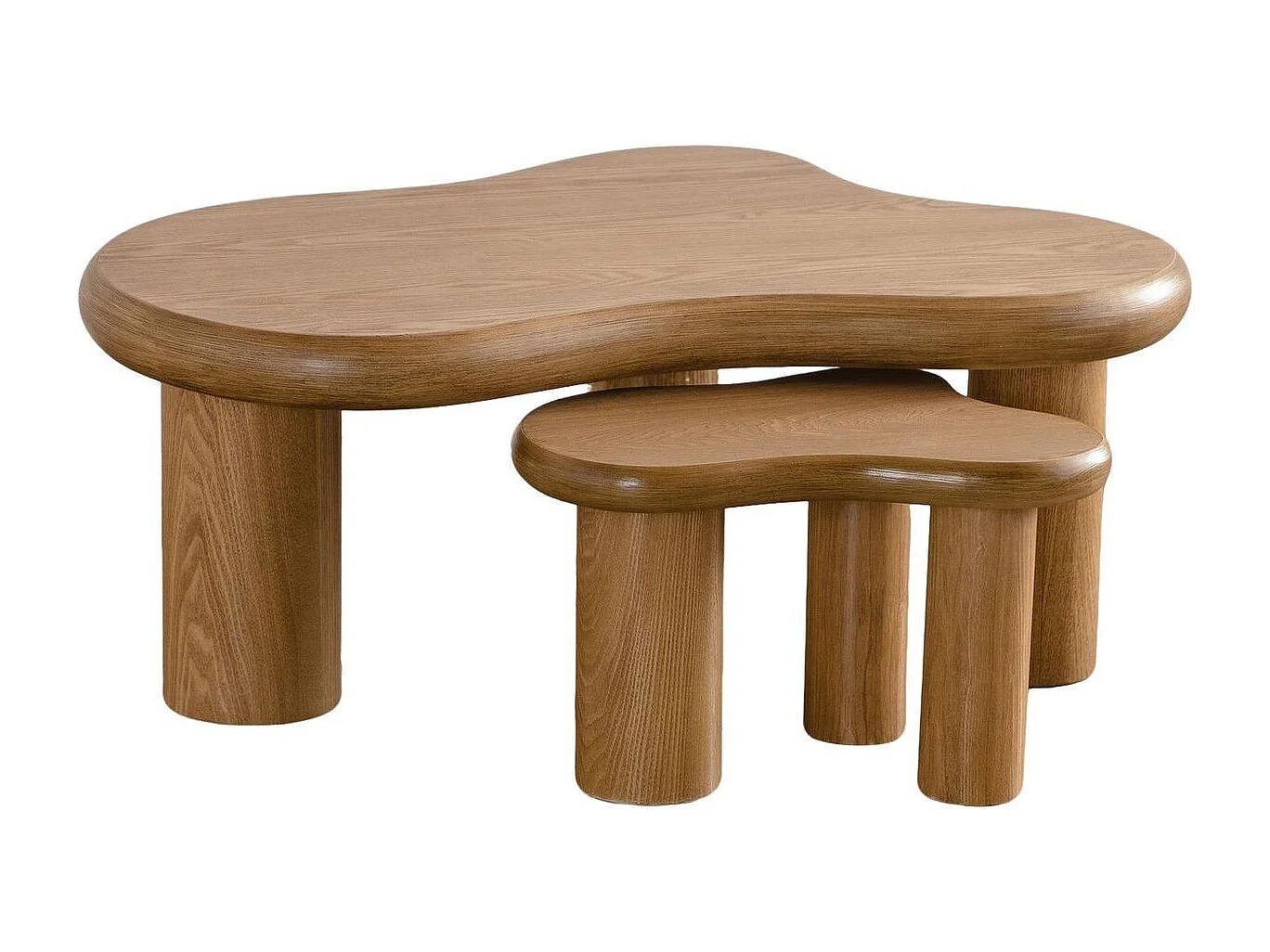 Lot de 2 tables basses organiques gigognes en bois - Wave