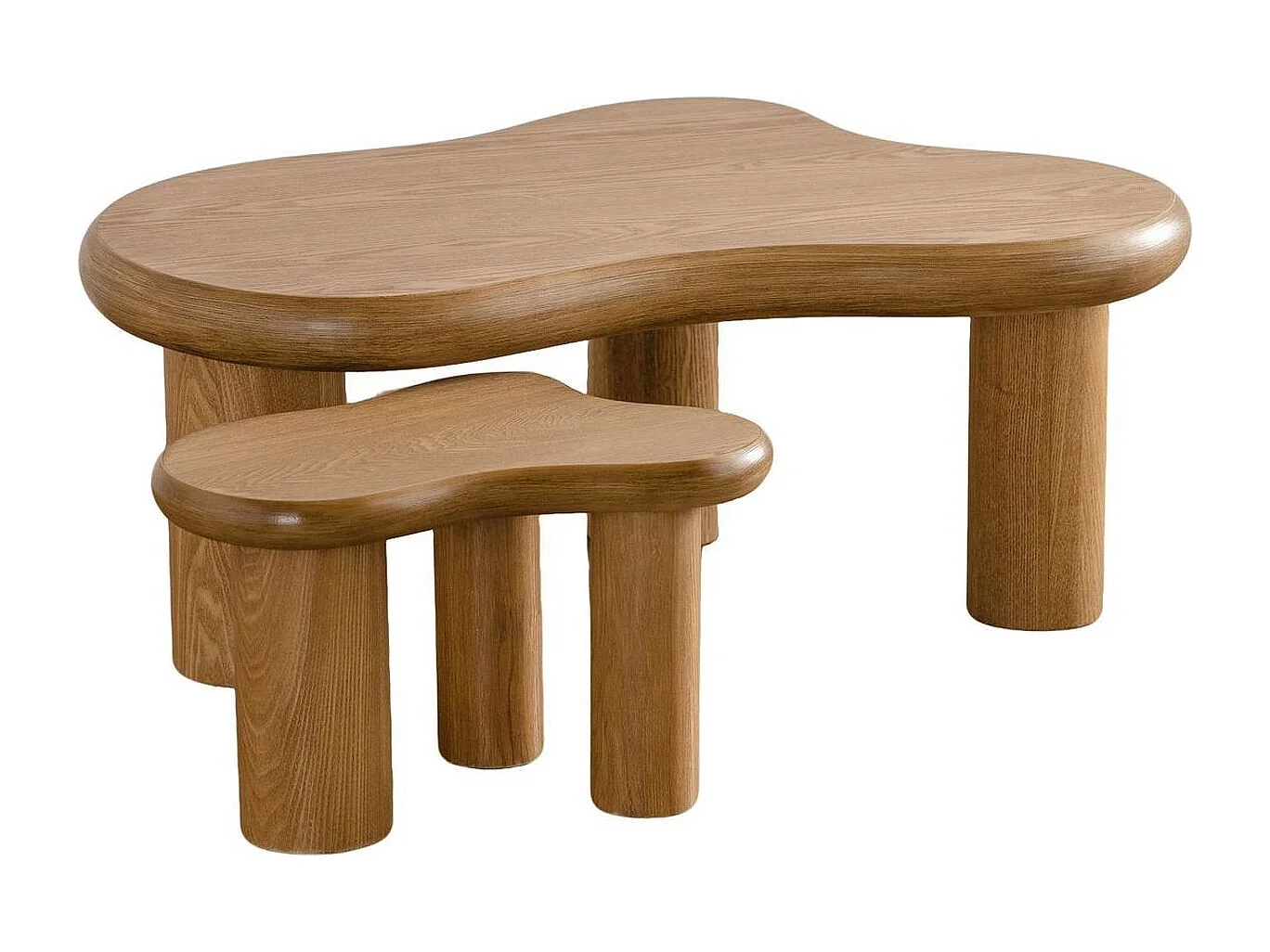 Lot de 2 tables basses organiques gigognes en bois - Wave