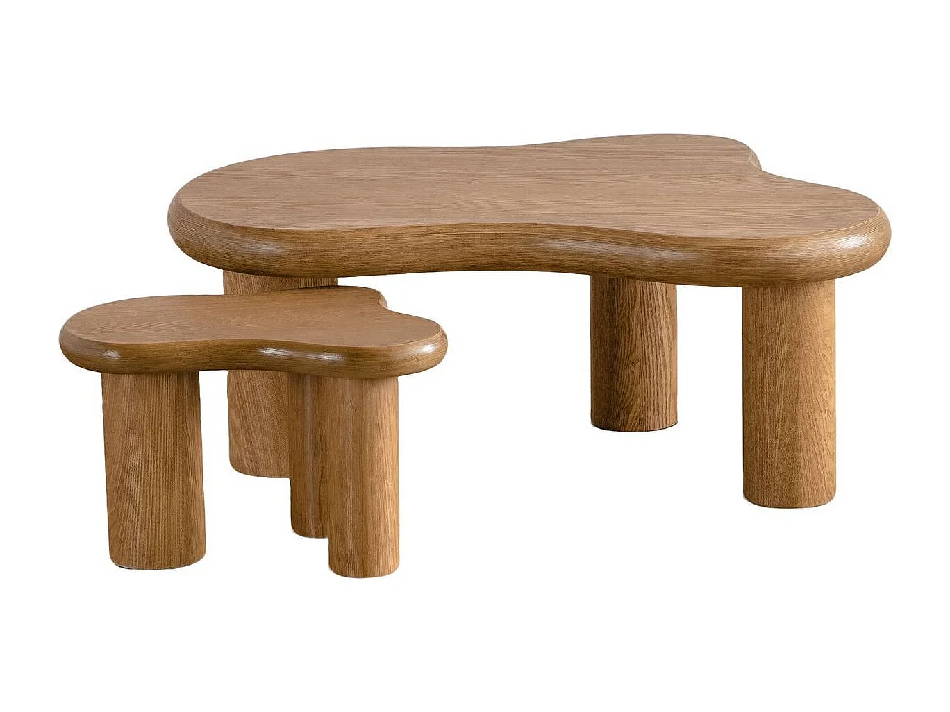 Lot de 2 tables basses organiques gigognes en bois - Wave