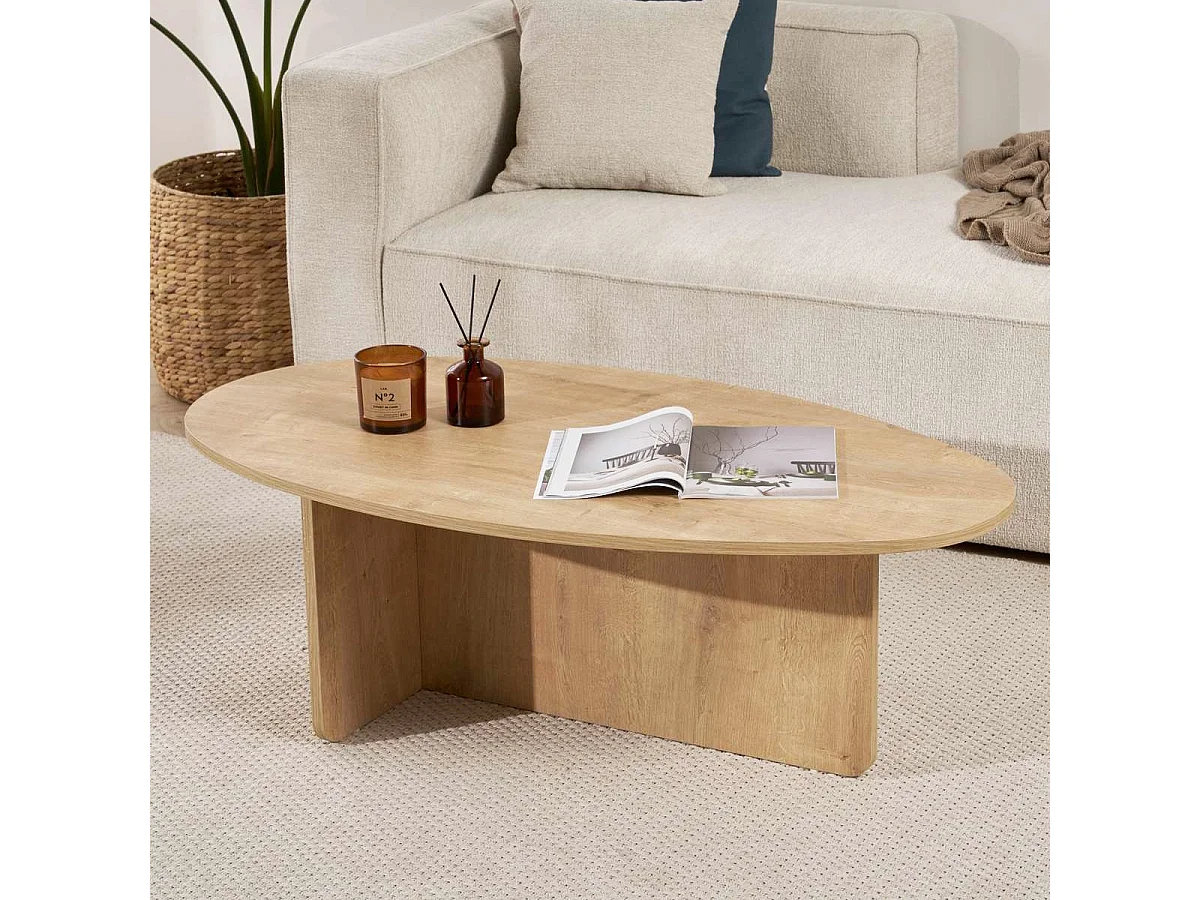 Table basse organique effet Chêne clair 120 cm - Nira
