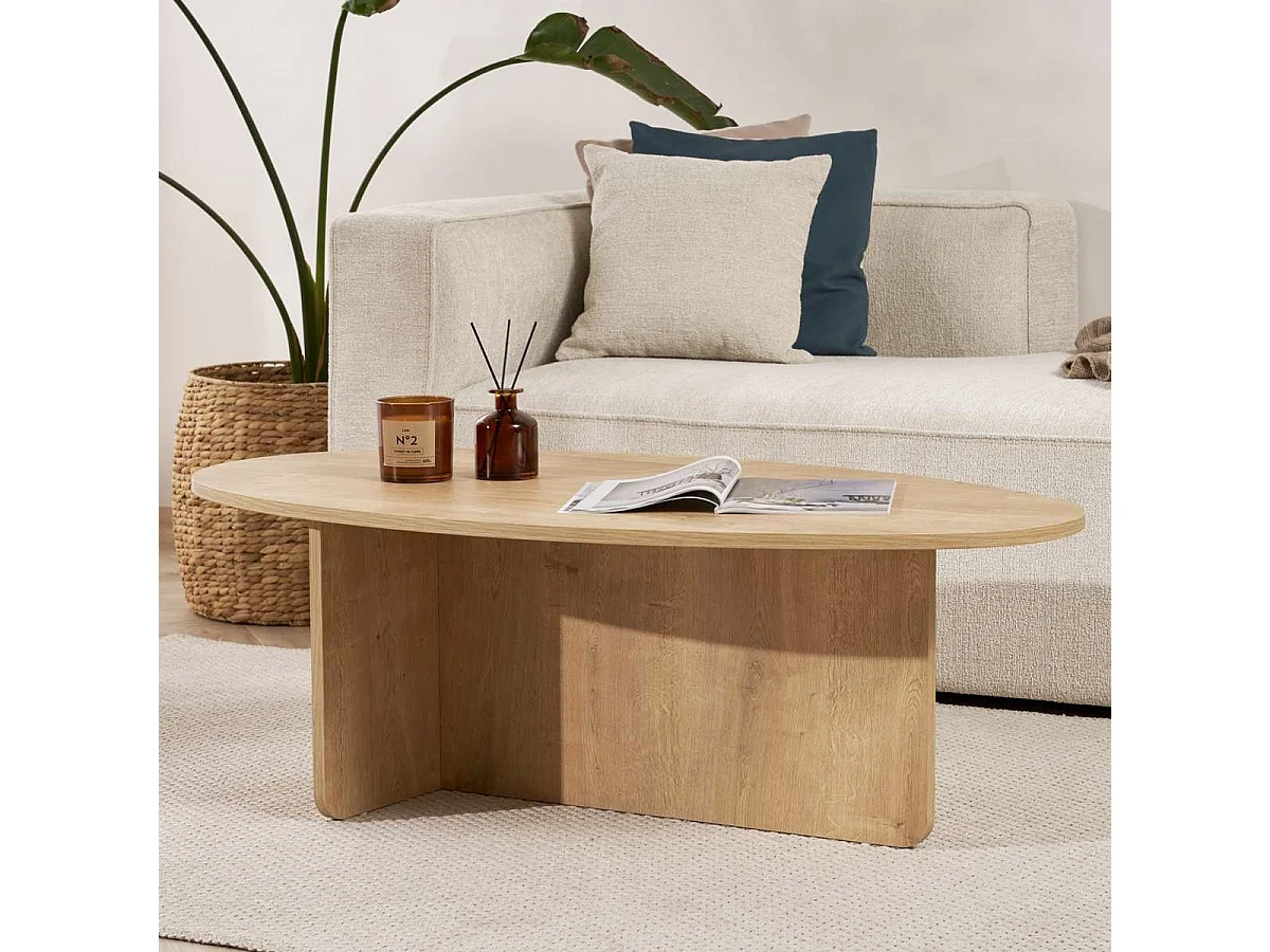 Table basse organique effet Chêne clair 120 cm - Nira