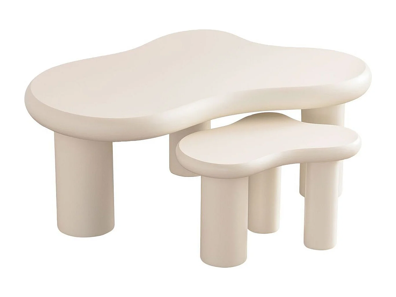 Lot de 2 tables basses organiques gigognes beige - Wave
