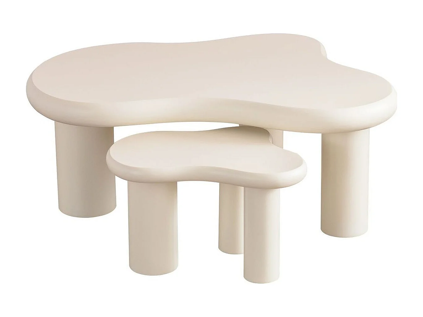 Lot de 2 tables basses organiques gigognes beige - Wave