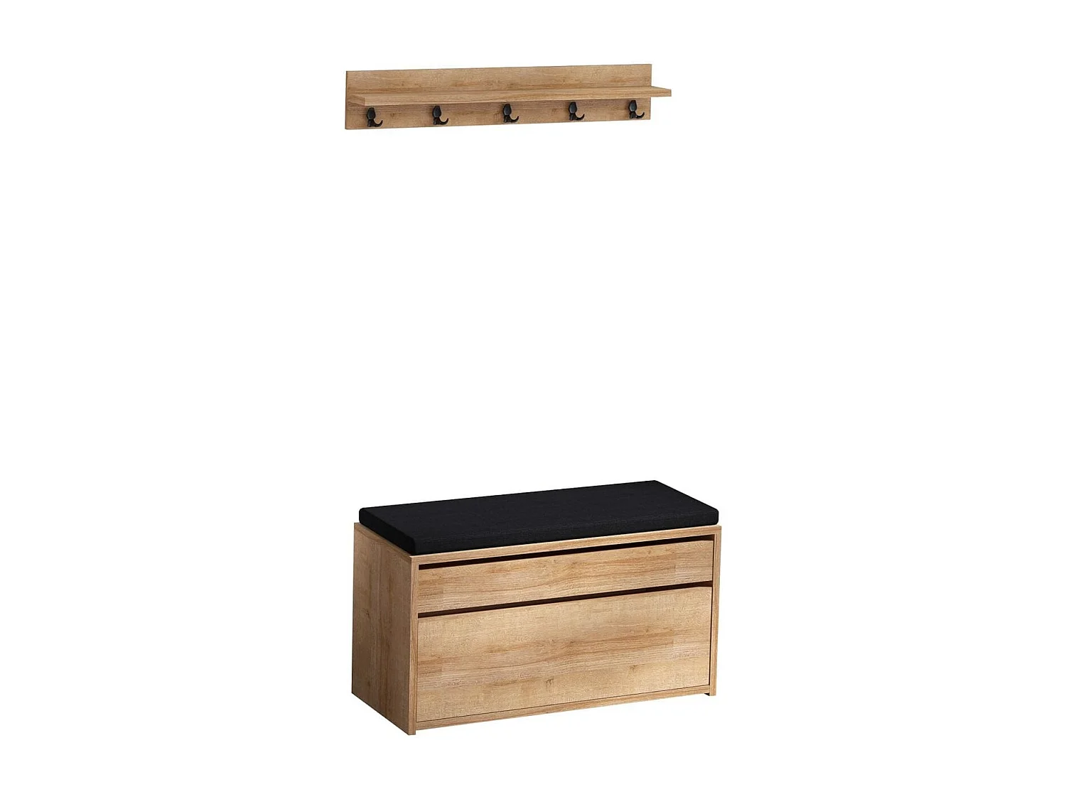 Ensemble banc d'entrée et patère murale effet chêne - Lugo