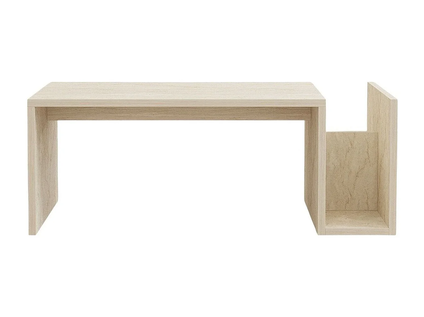 Table basse rectangulaire 2 niches effet Travertin 87 cm - Neris