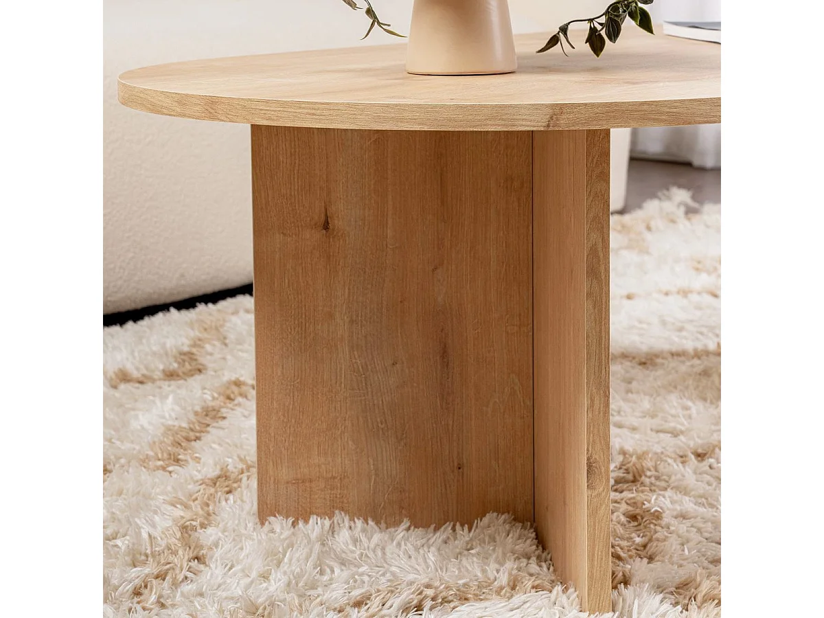 Table basse ovale effet Chêne clair 119 cm - Orane