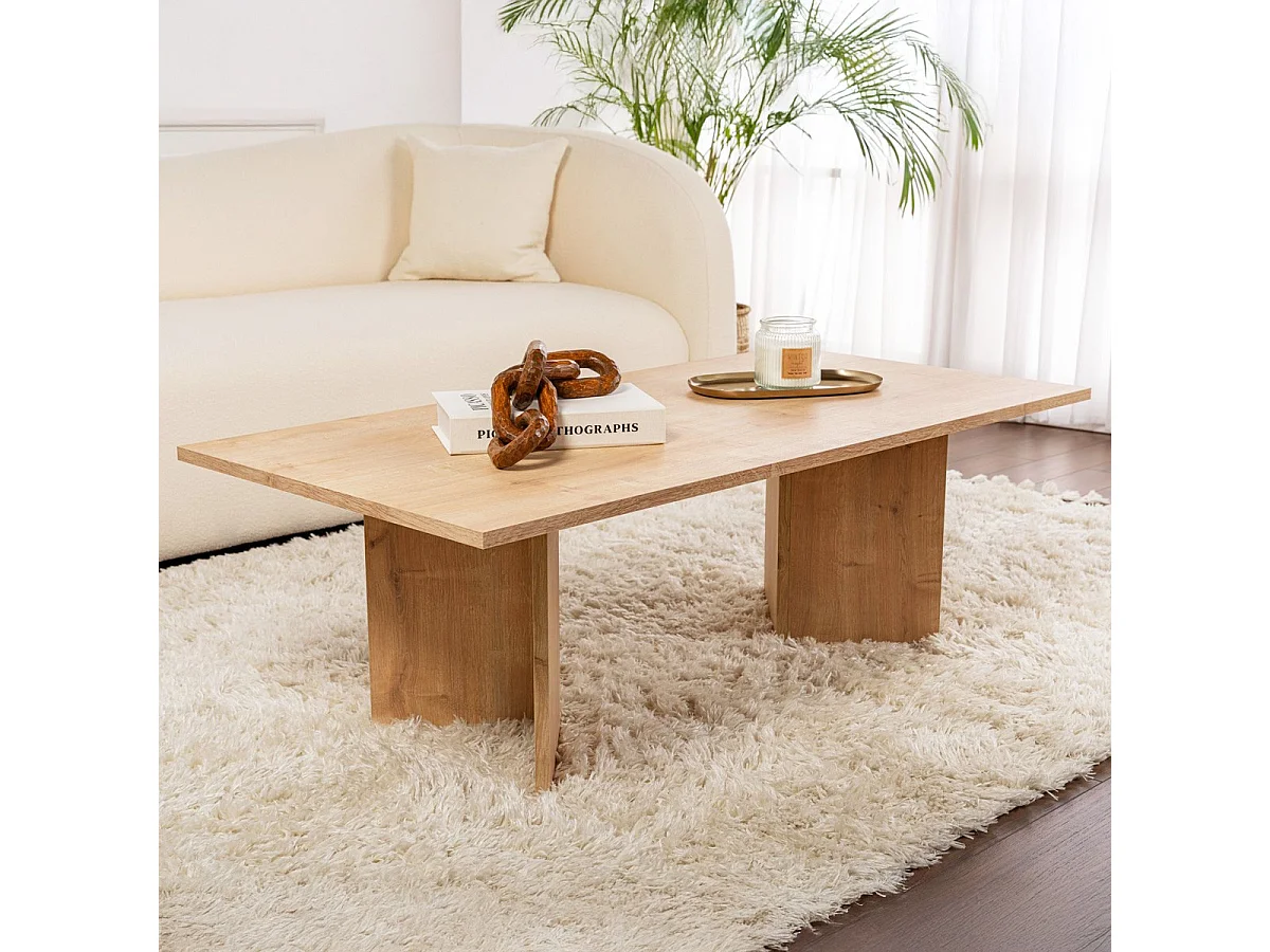 Table basse rectangulaire effet Chêne clair 119 cm - Taona
