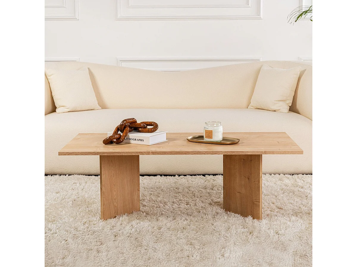 Table basse rectangulaire effet Chêne clair 119 cm - Taona