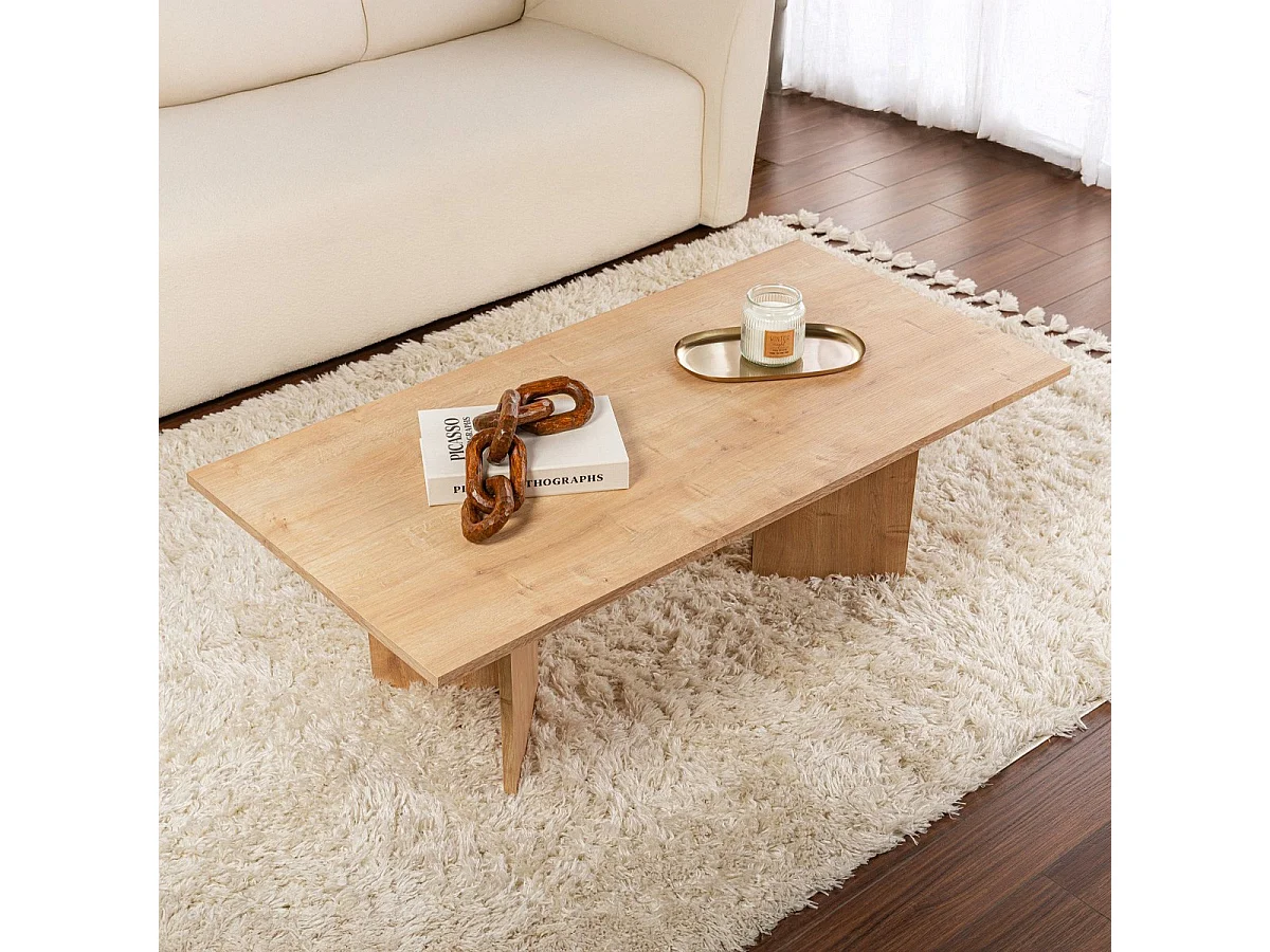 Table basse rectangulaire effet Chêne clair 119 cm - Taona