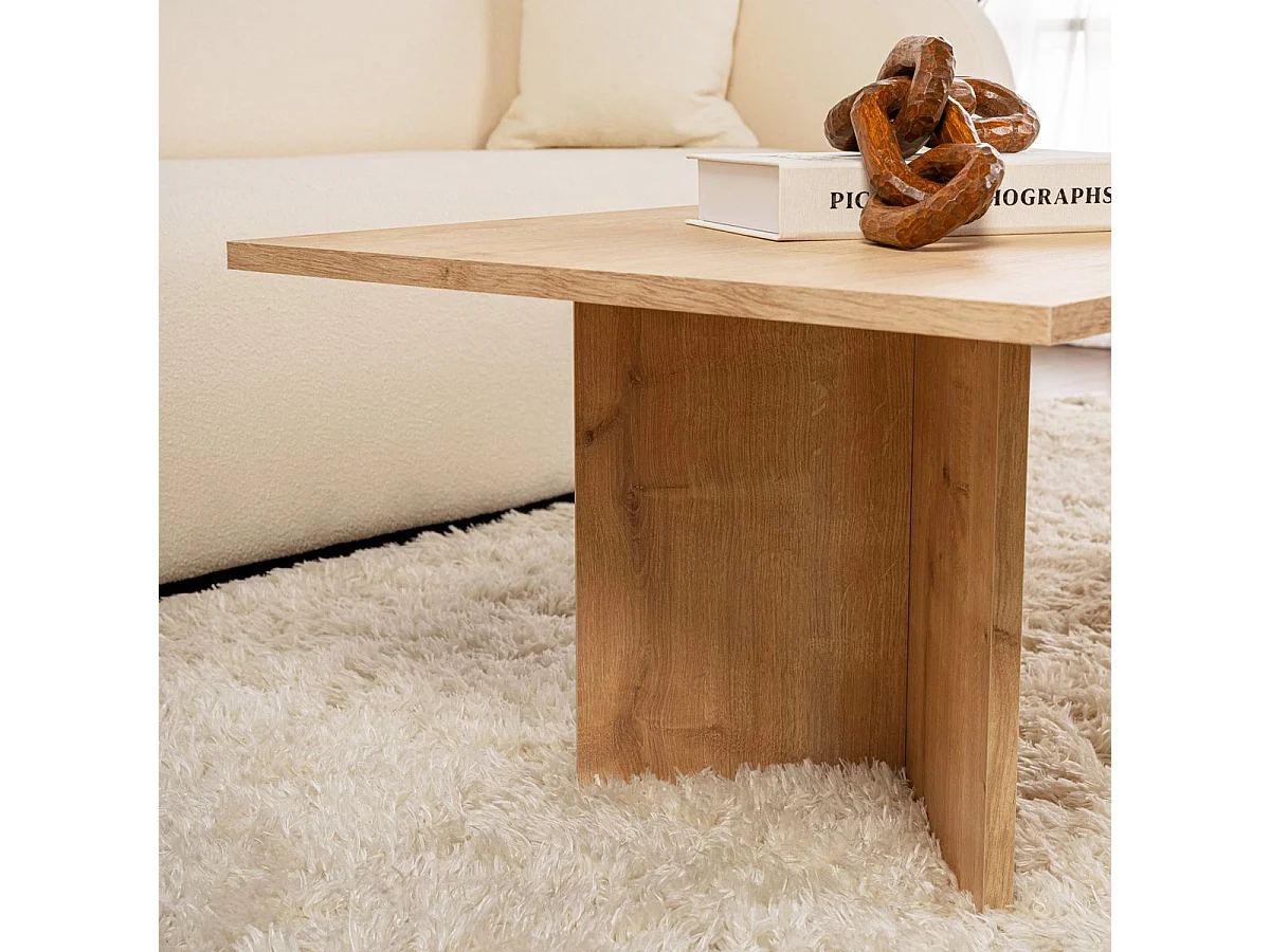 Table basse rectangulaire effet Chêne clair 119 cm - Taona